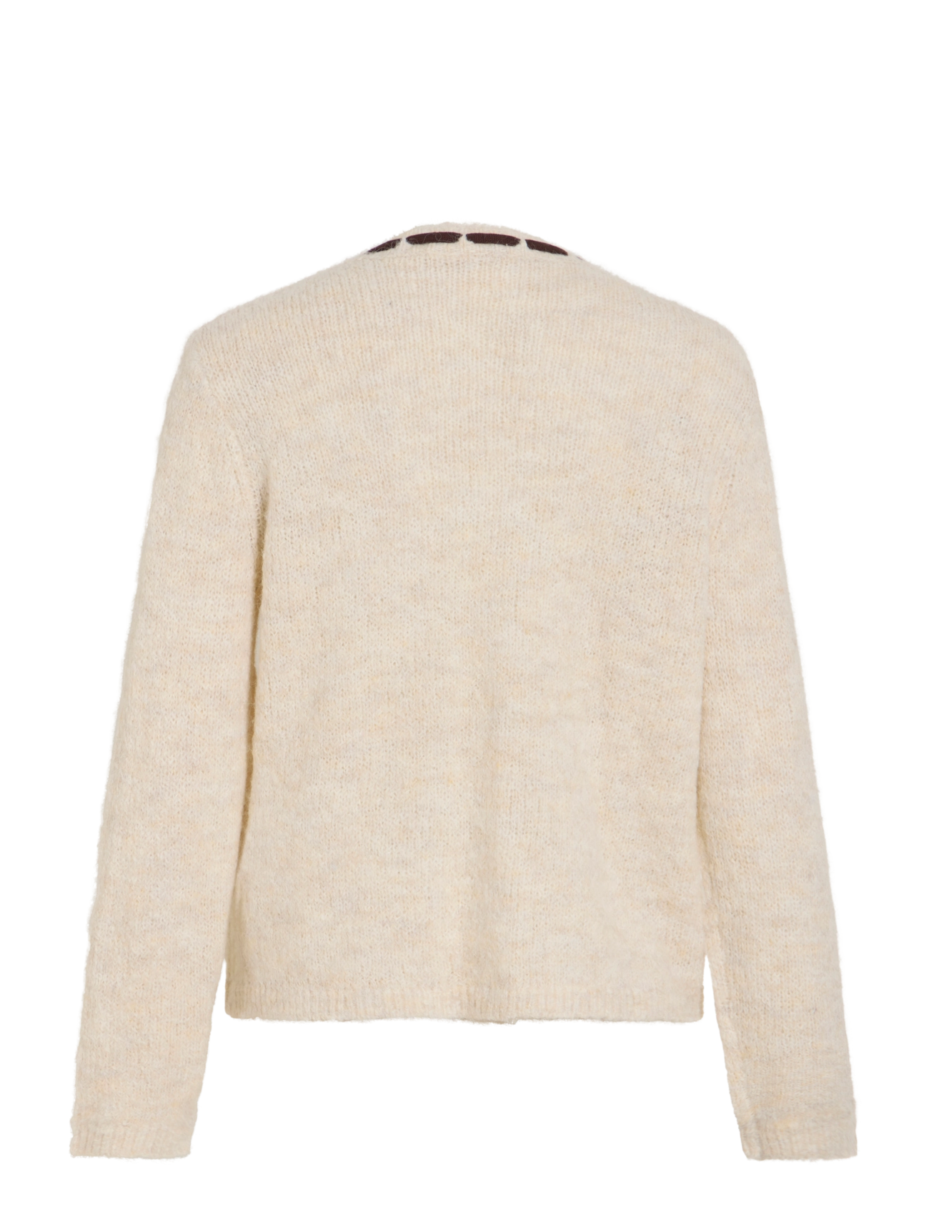 Vila - VINAYE V-NECK L/S DETAIL KNIT TOP - super light natural melan - 1
