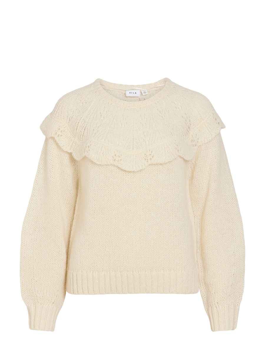 Vila - VIMOYANO O-NECK L/S KNIT TOP/BFS - birch - 1
