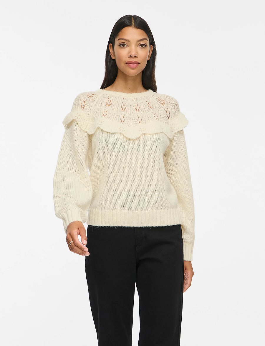 Vila - VIMOYANO O-NECK L/S KNIT TOP/BFS - birch - 0