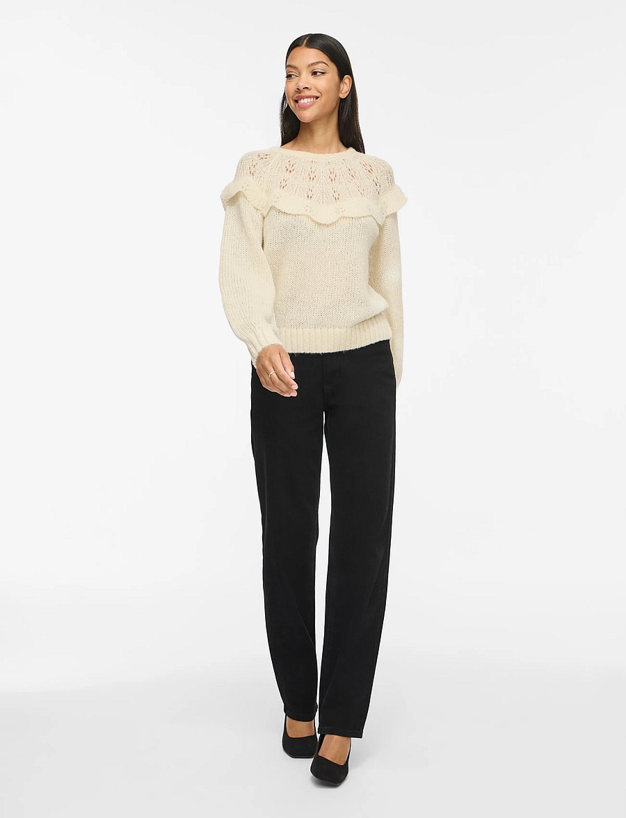 Vila - VIMOYANO O-NECK L/S KNIT TOP/BFS - birch - 4