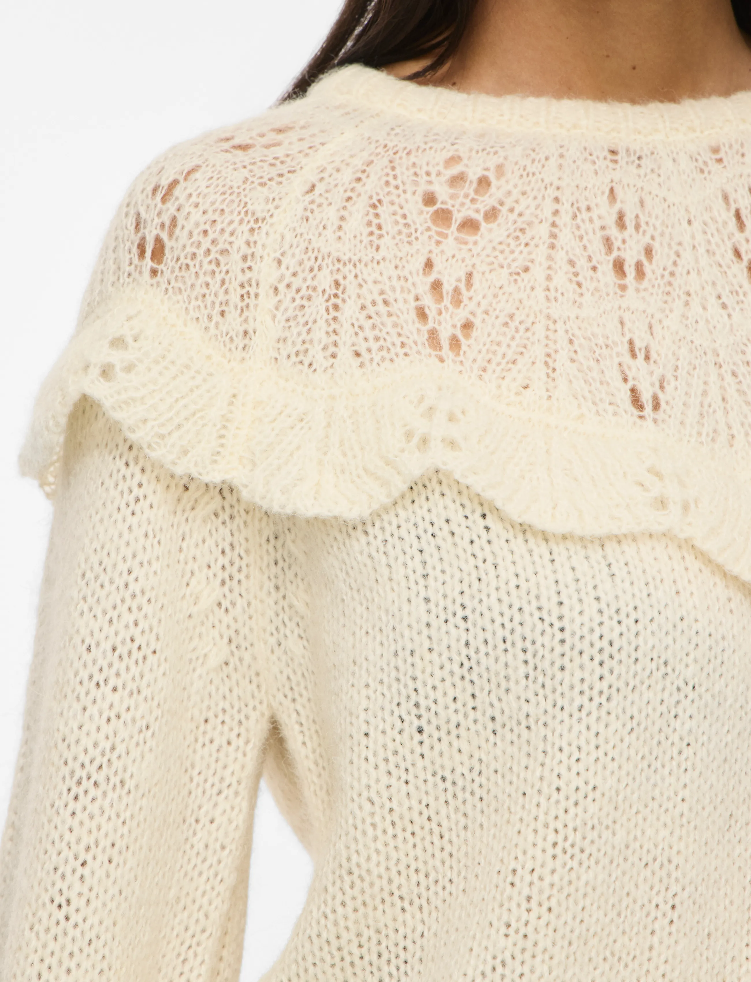 Vila VIMOYANO O-NECK L/S KNIT TOP/BFS - Geburtstag - BIRCH / cream
