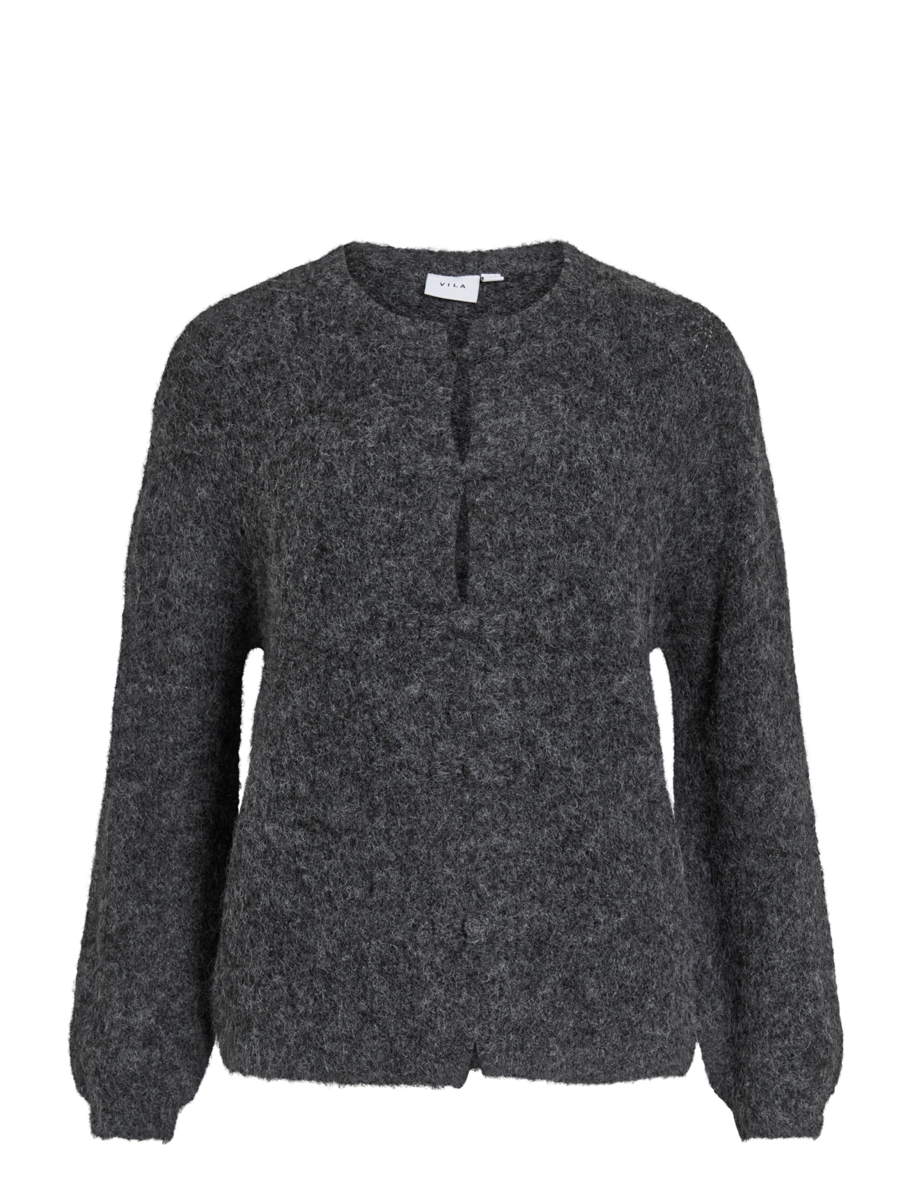 Vila VIBOWS O-NECK L/S KNIT CARDIGAN - Strik - DARK GREY MELANGE / grey