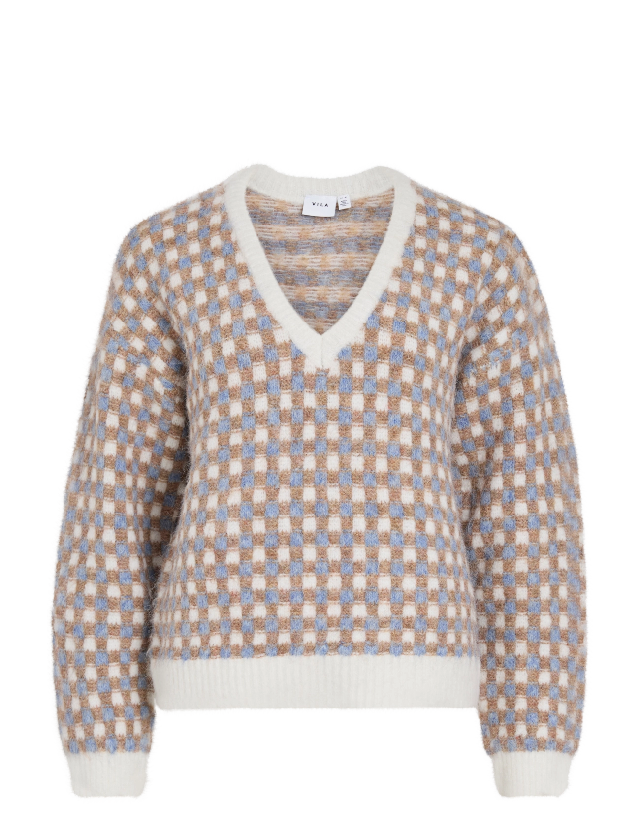 Vila VIALDIS V-NECK L/S KNIT TOP - Kampsunid - CLOUD DANCER / cream
