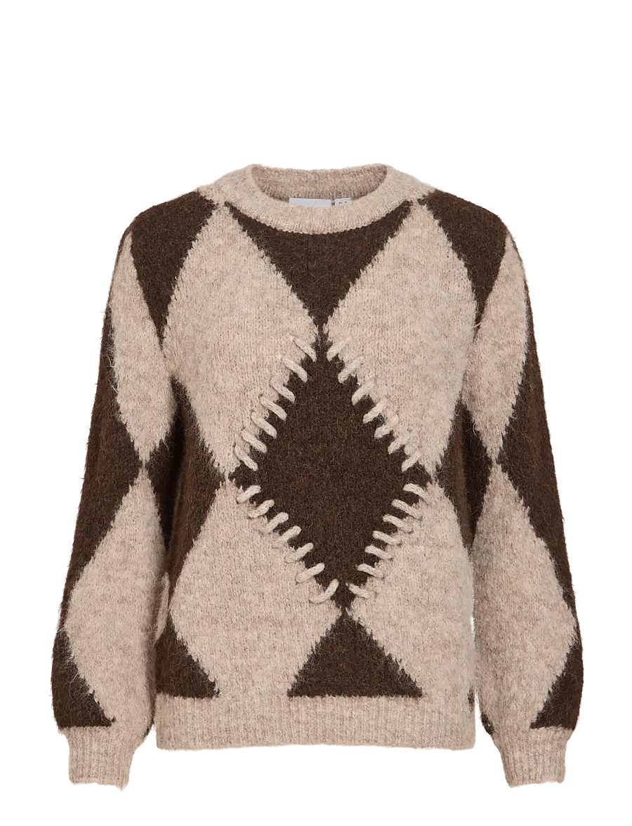 Vila - VITORA O-NECK L/S JACQUARD KNIT TOP/SPI - natural melange - 1