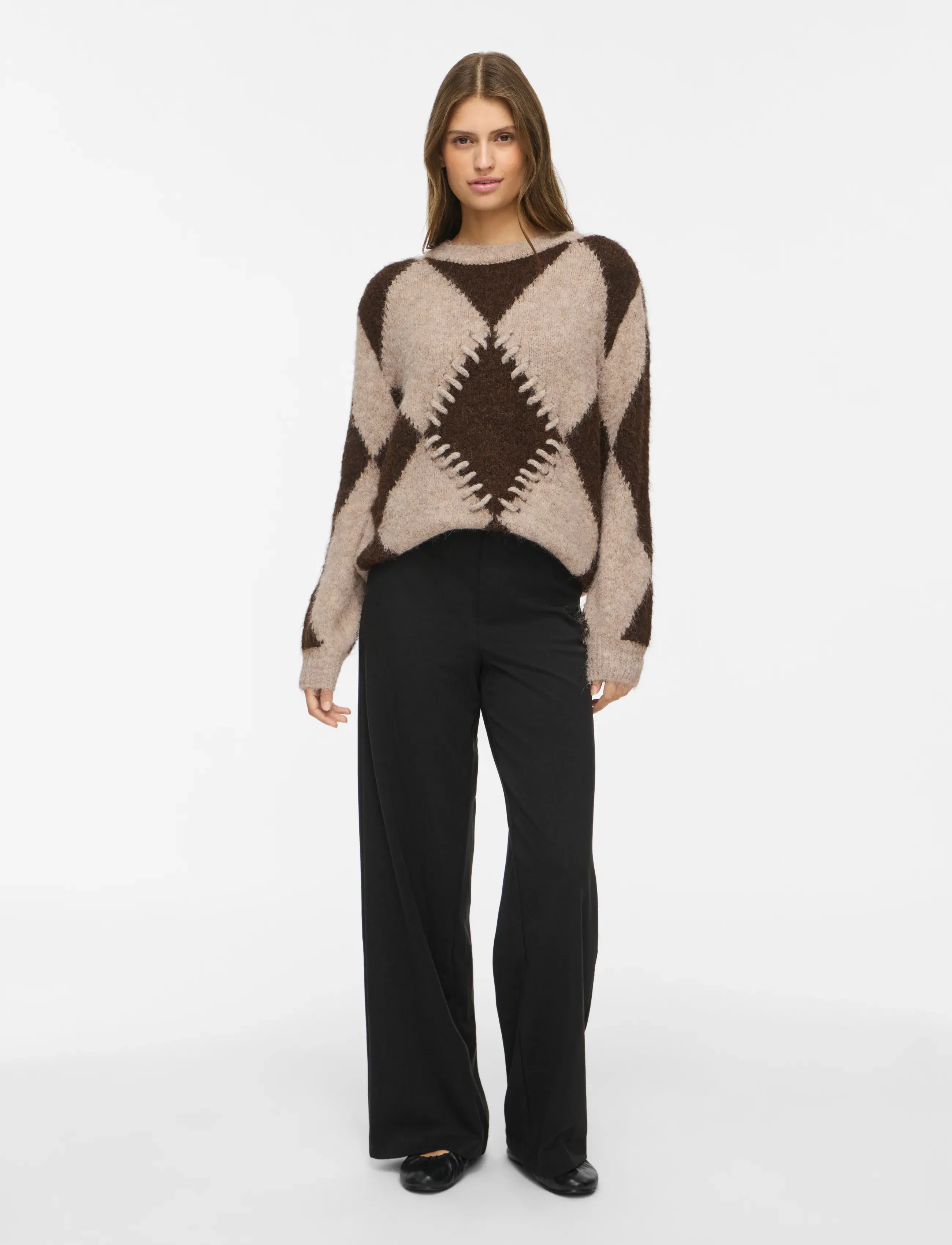 Vila - VITORA O-NECK L/S JACQUARD KNIT TOP/SPI - natural melange - 4