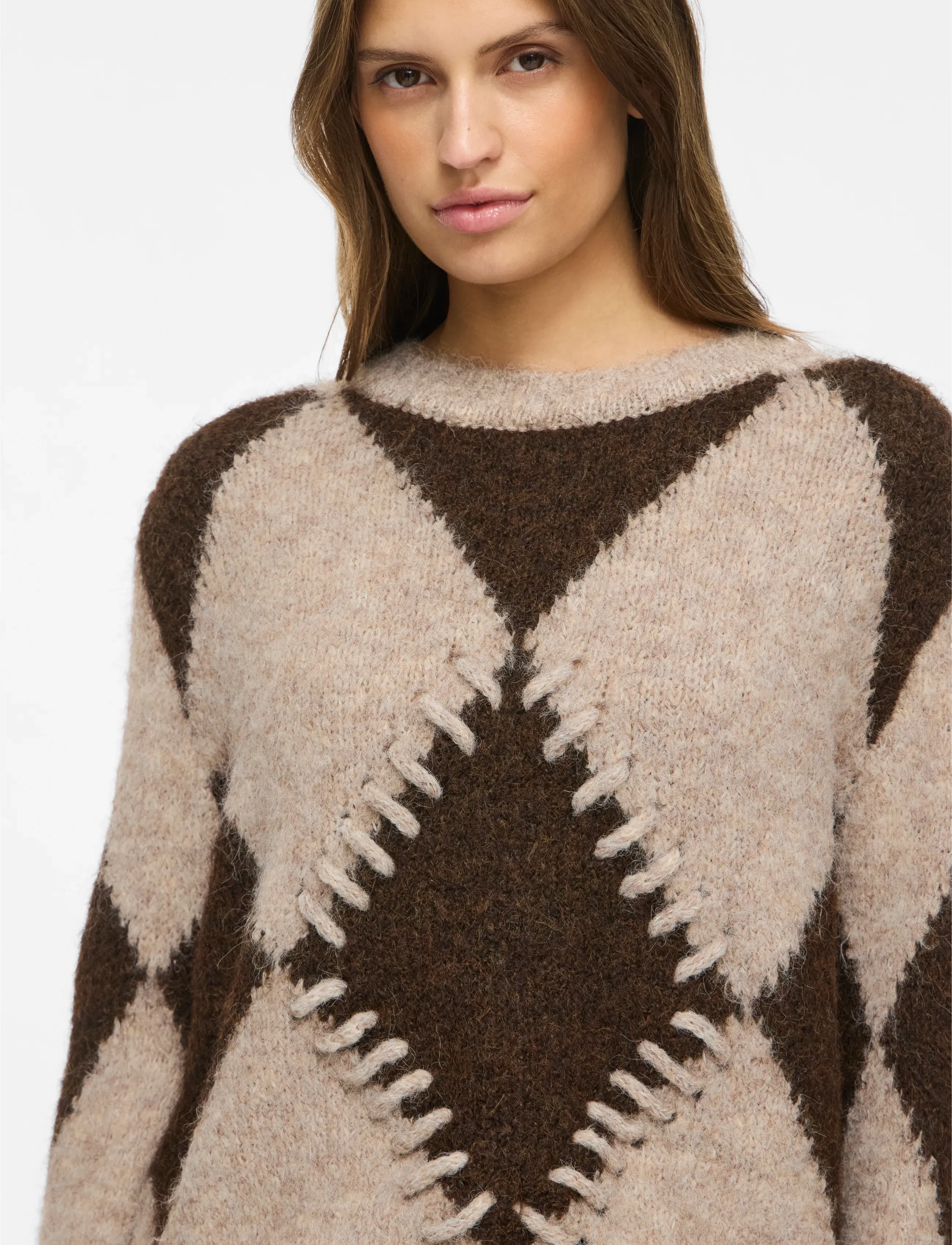 Vila - VITORA O-NECK L/S JACQUARD KNIT TOP/SPI - natural melange - 5