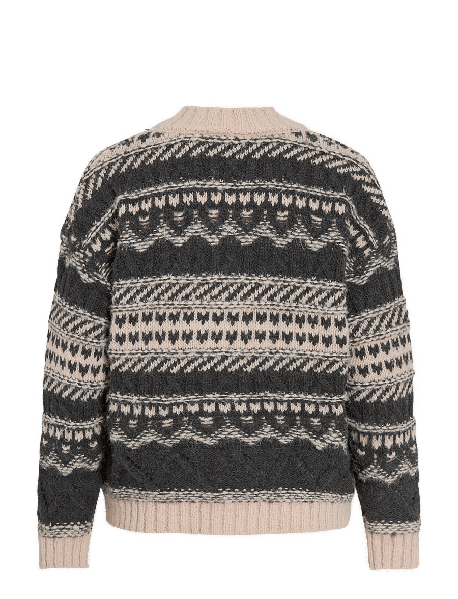 Vila - VIANDORA L/S JACQUARD KNIT CARDIGAN - dark grey melange - 1
