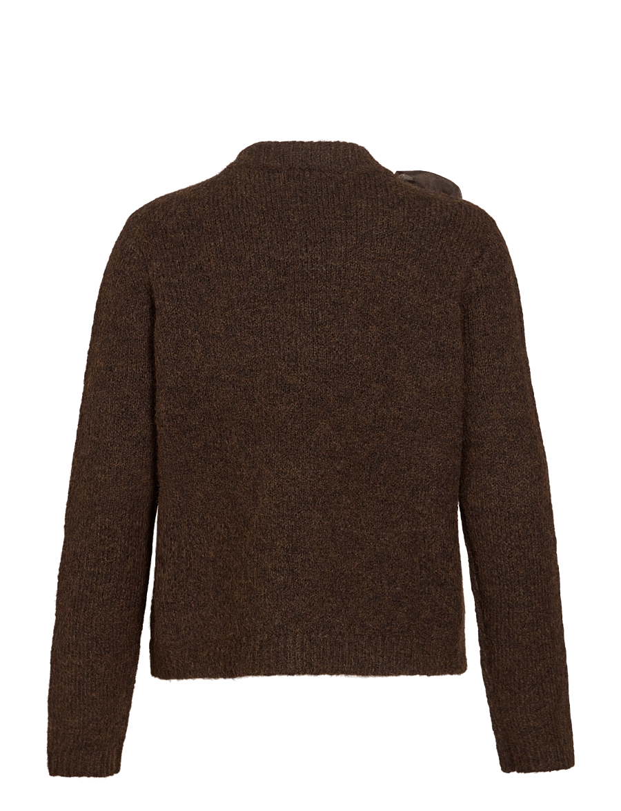 Vila - VIBOWS HIGHNECK L/S DETAIL KNIT TOP - pullover - coffee bean - 2