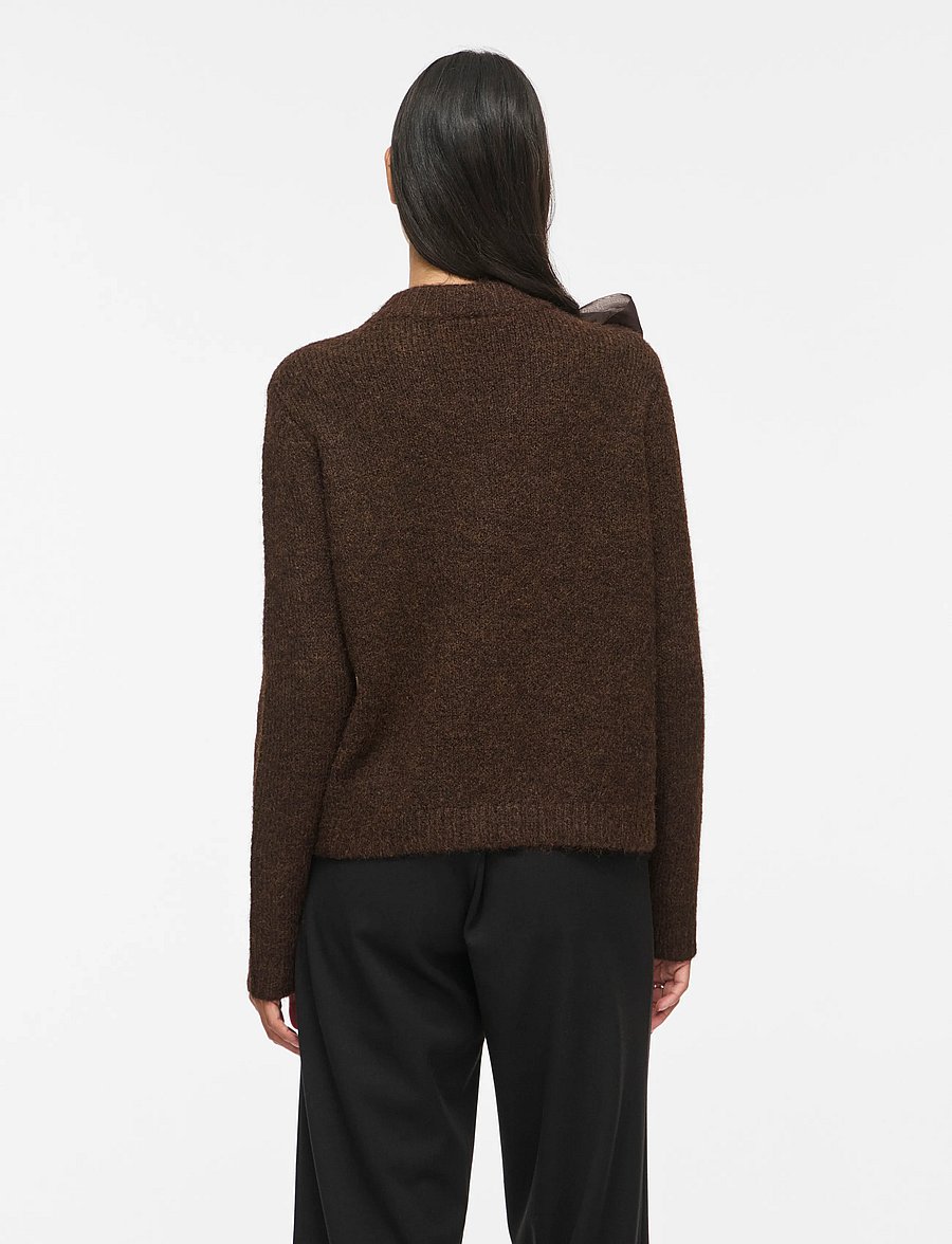 Vila - VIBOWS HIGHNECK L/S DETAIL KNIT TOP - pullover - coffee bean - 3