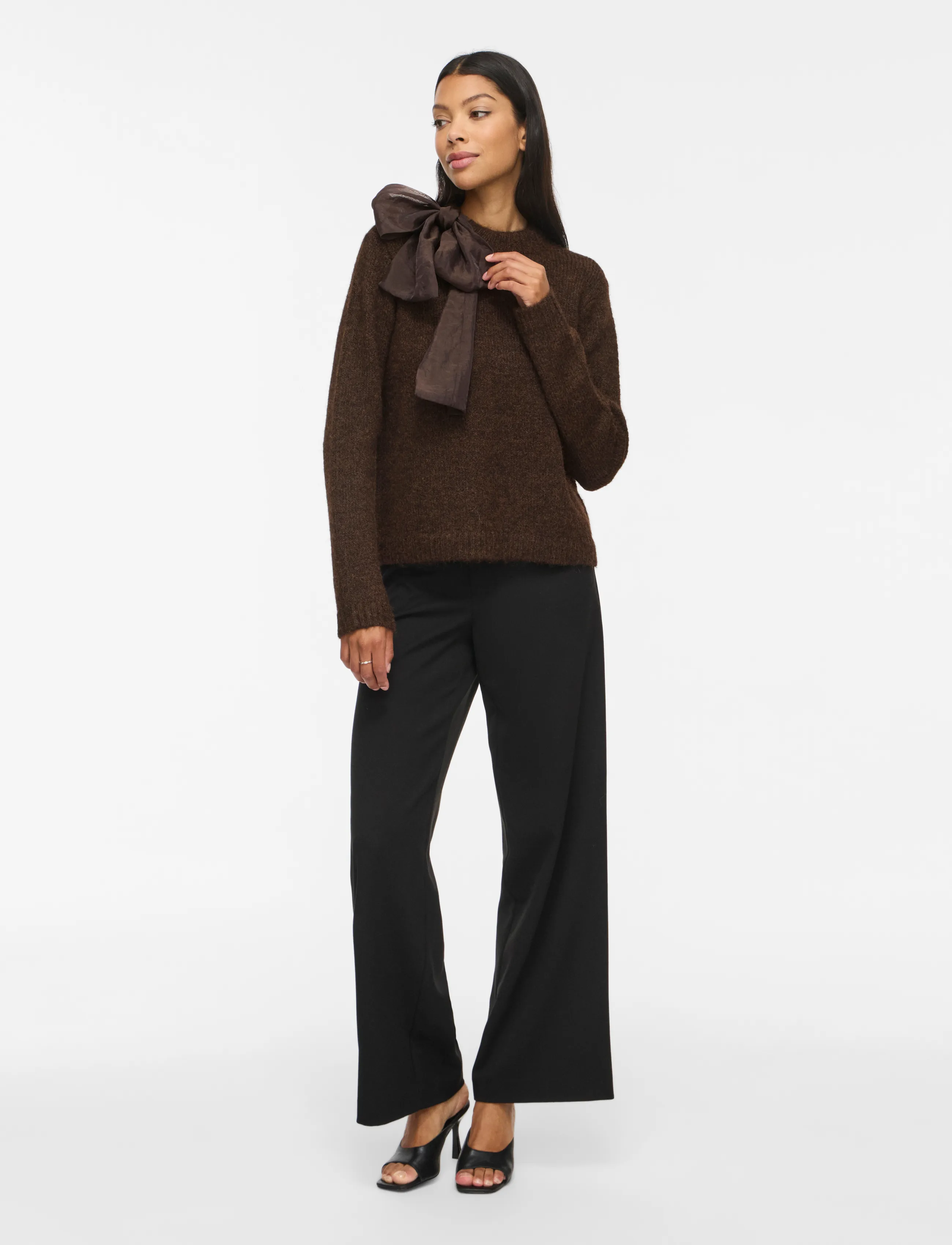 Vila - VIBOWS HIGHNECK L/S DETAIL KNIT TOP - pullover - coffee bean - 4