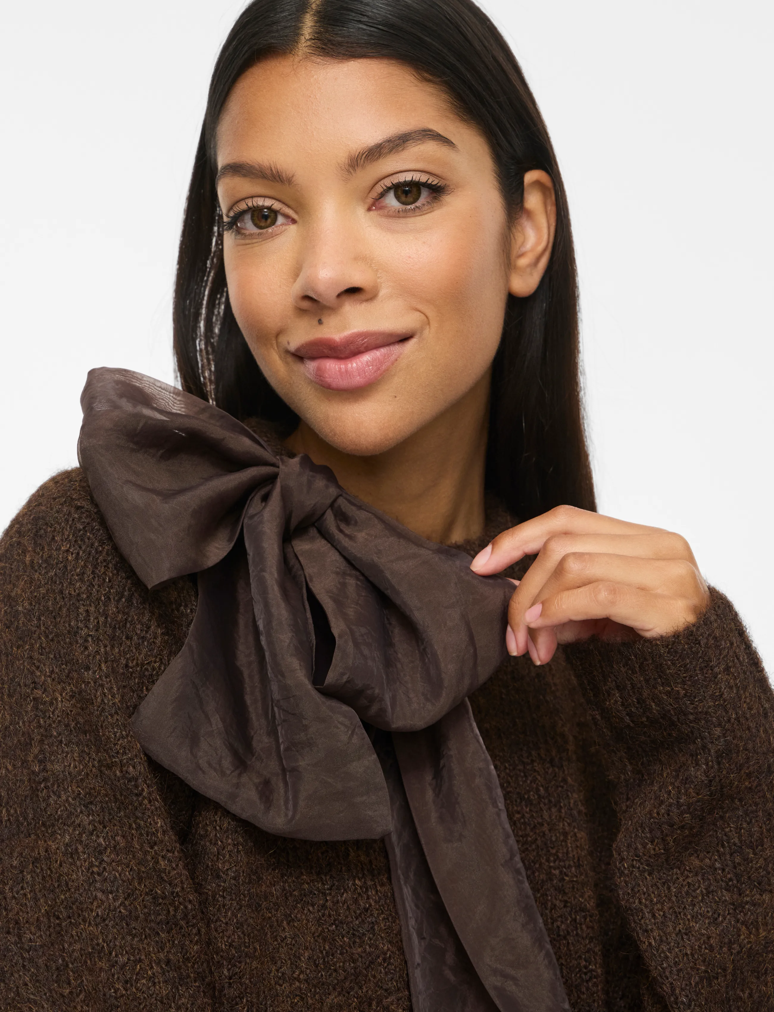 Tröjor Vila Bows Highneck Knit Coffee Bean 8