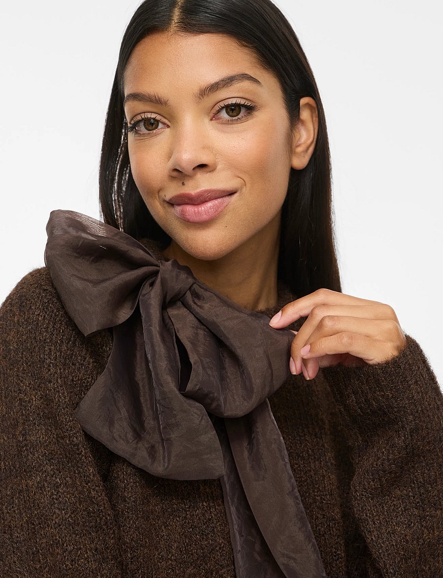 Vila - VIBOWS HIGHNECK L/S DETAIL KNIT TOP - pullover - coffee bean - 5