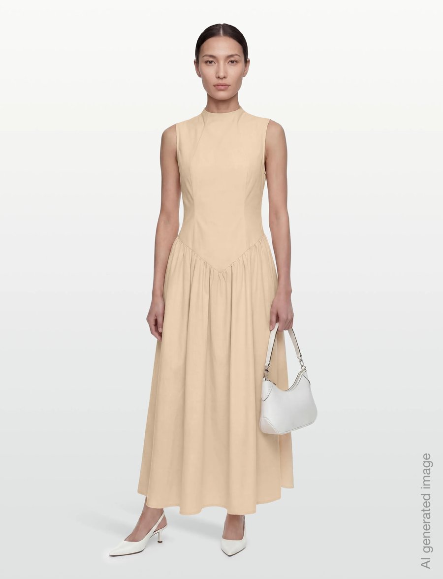 Vila - VITES S/L TURTLENECK ANKLE DRESS/KA - konfirmationstøj - cement - 0