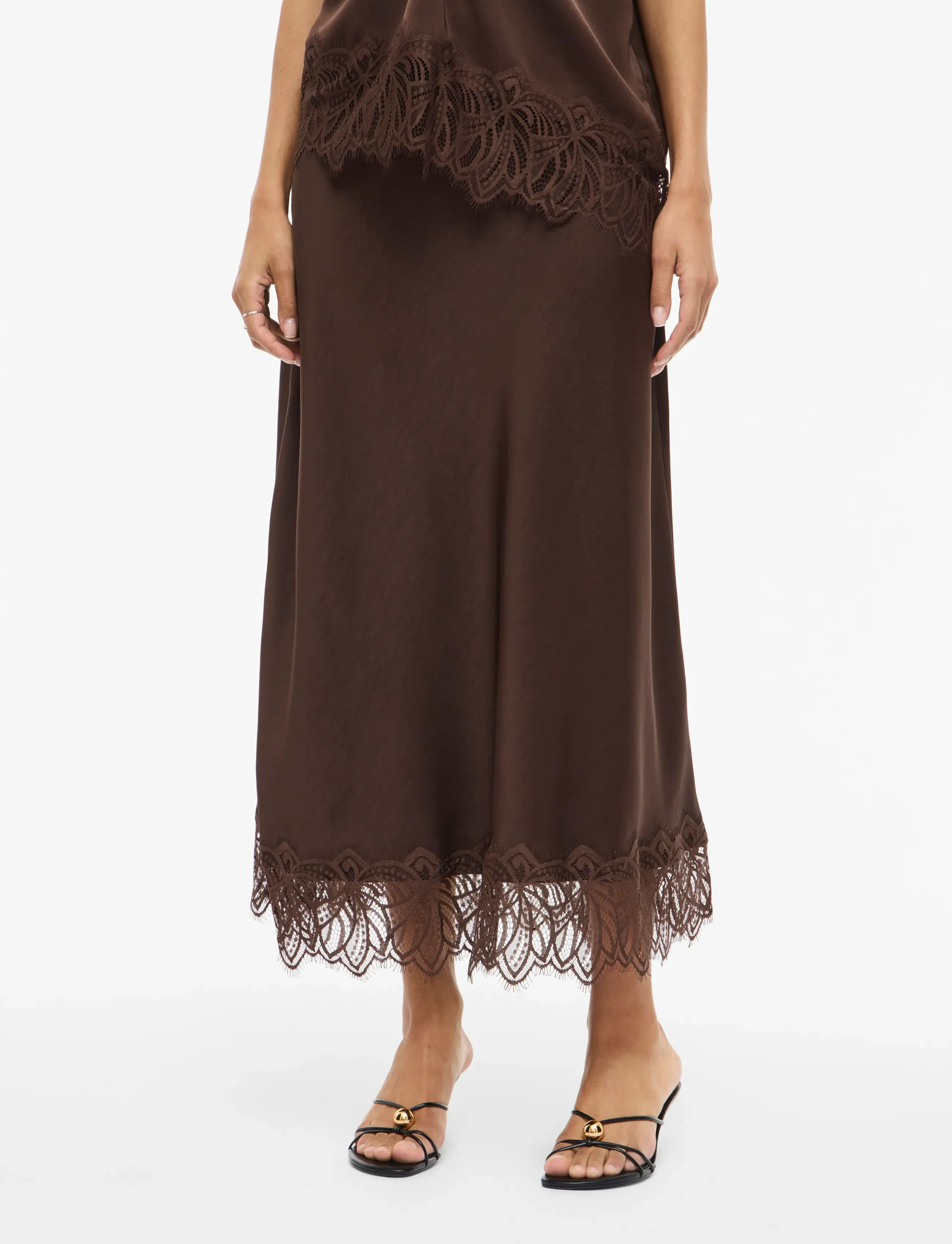 Vila Vilea Ankle Skirt, 34, Brown, Nederdele > Knælange Og Midi Nederdele, Dame