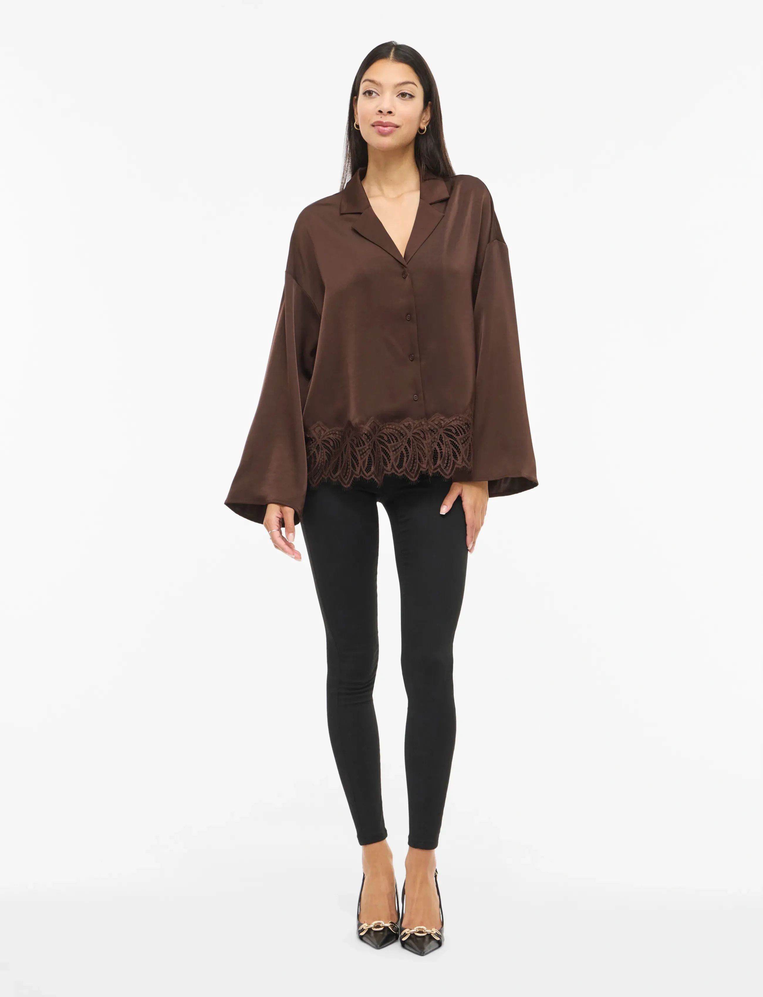 Vila - VILEA SHIRT - long-sleeved shirts - coffee bean - 4