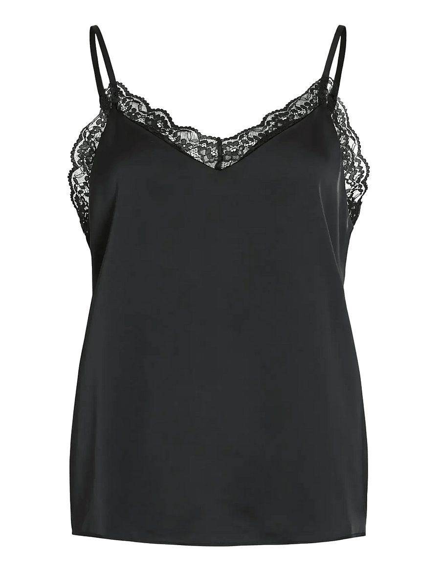 Vila - VIENNA RAVENNA LACE SINGLET - NOOS - Ärmellose tops - black beauty - 1