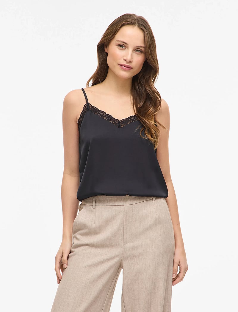 Vila - VIENNA RAVENNA LACE SINGLET - NOOS - tanktops - black beauty - 0