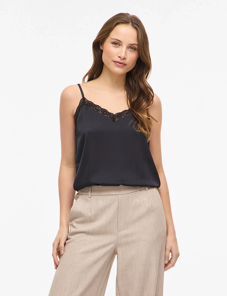 Vila - VIENNA RAVENNA LACE SINGLET - NOOS - Ärmellose tops - black beauty - 0