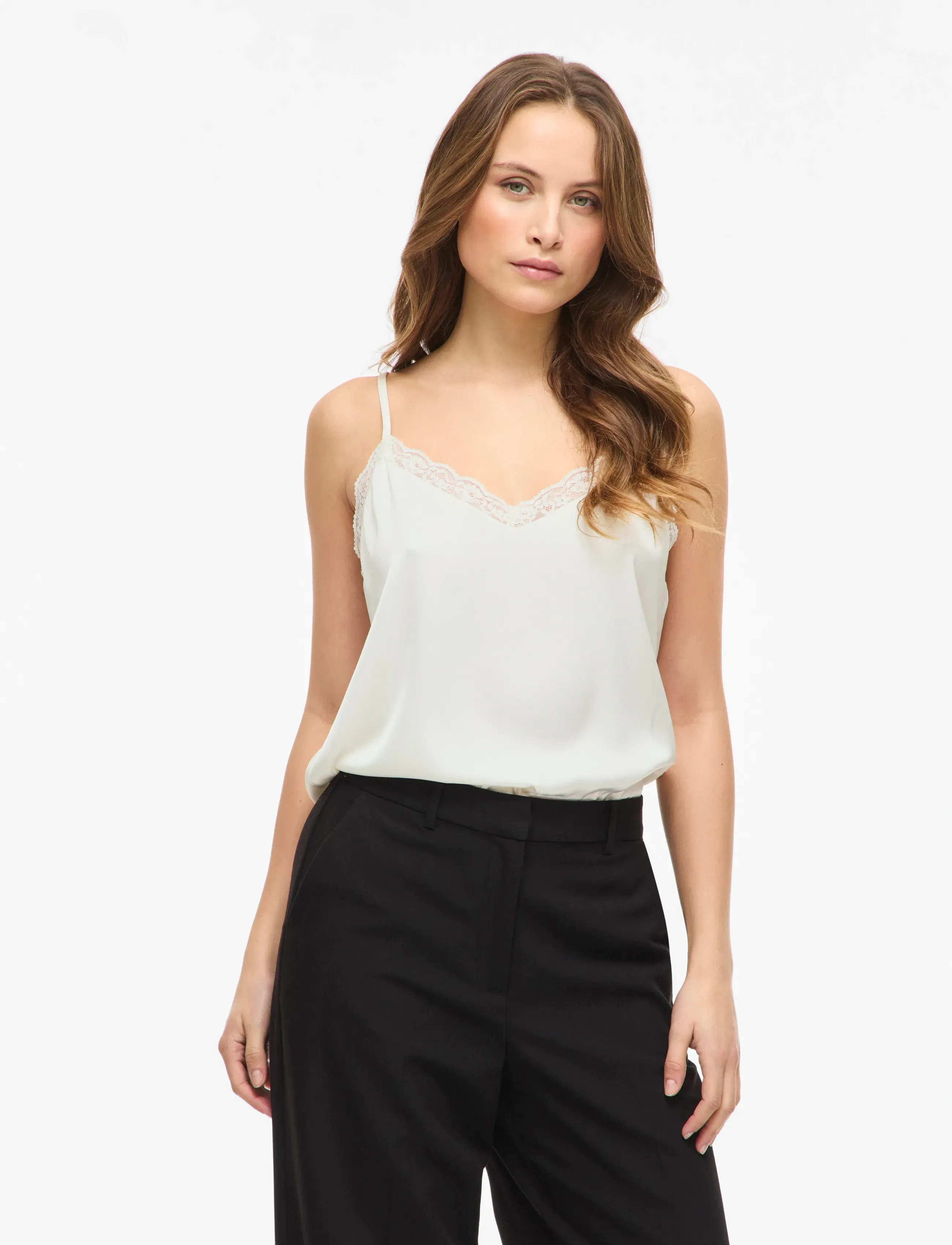 Vila VIENNA RAVENNA LACE SINGLET - NOOS - Tanktops - CLOUD DANCER / cream