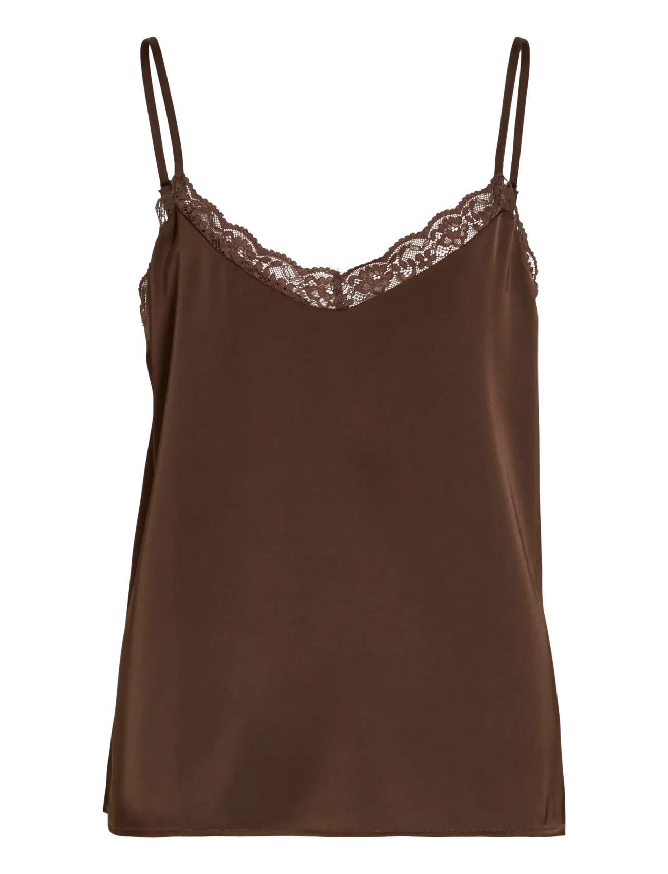 Vila VIENNA RAVENNA LACE SINGLET - NOOS - T-shirts & Toppe - COFFEE BEAN / brown
