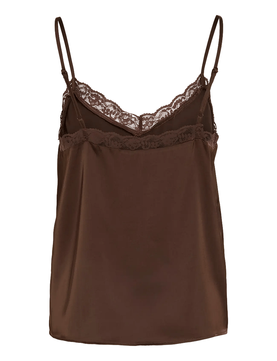 Vila - VIENNA RAVENNA LACE SINGLET - NOOS - varrukateta topid - coffee bean - 2