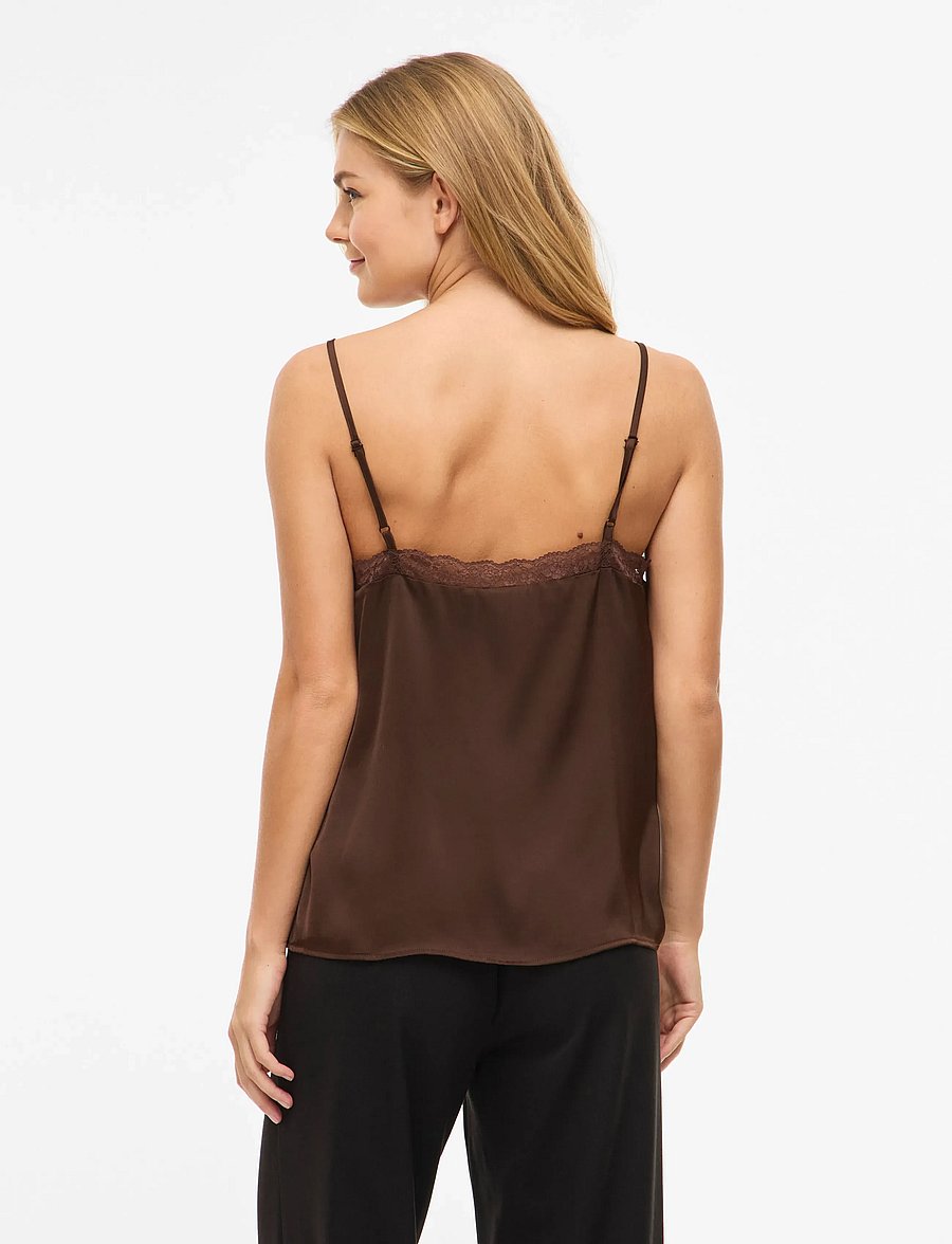 Vila - VIENNA RAVENNA LACE SINGLET - NOOS - varrukateta topid - coffee bean - 3