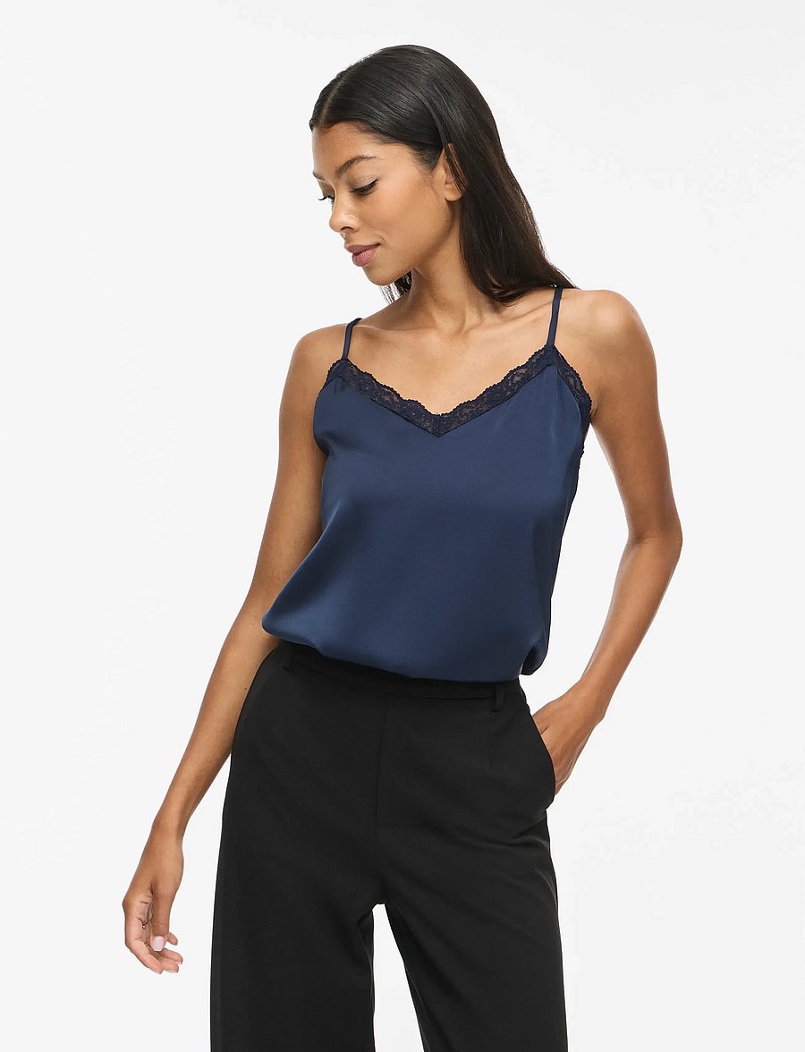 Vila - VIENNA RAVENNA LACE SINGLET - NOOS - varrukateta topid - navy blazer - 0