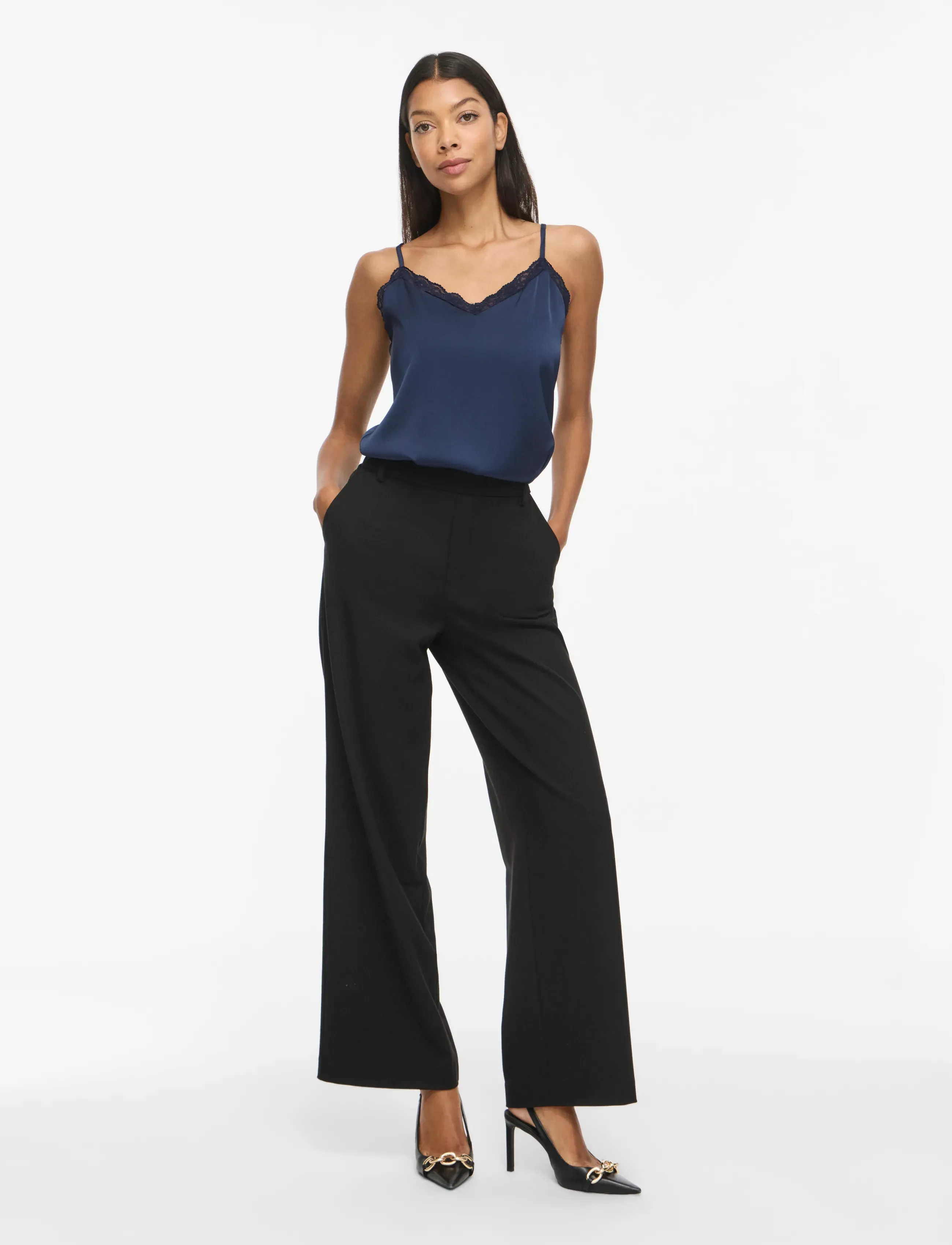 Vila - VIENNA RAVENNA LACE SINGLET - NOOS - varrukateta topid - navy blazer - 4
