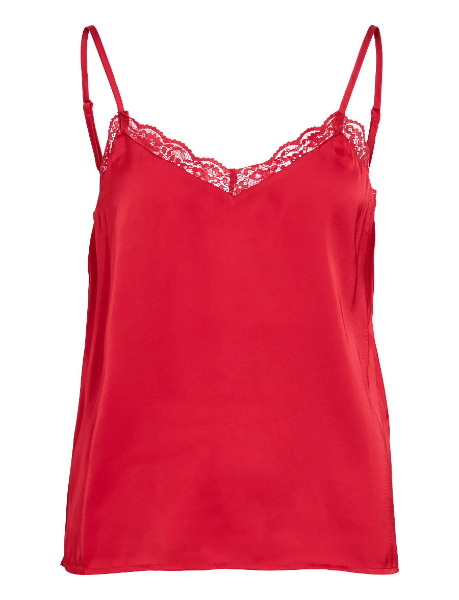 Vila - VIENNA RAVENNA LACE SINGLET - NOOS - linnen - savvy red - 1