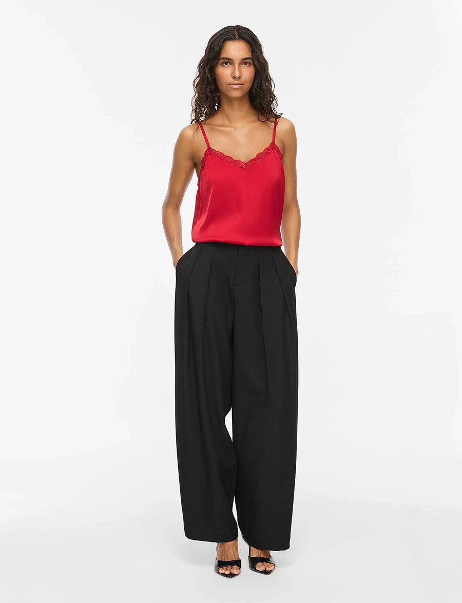 Vila - VIENNA RAVENNA LACE SINGLET - NOOS - linnen - savvy red - 4