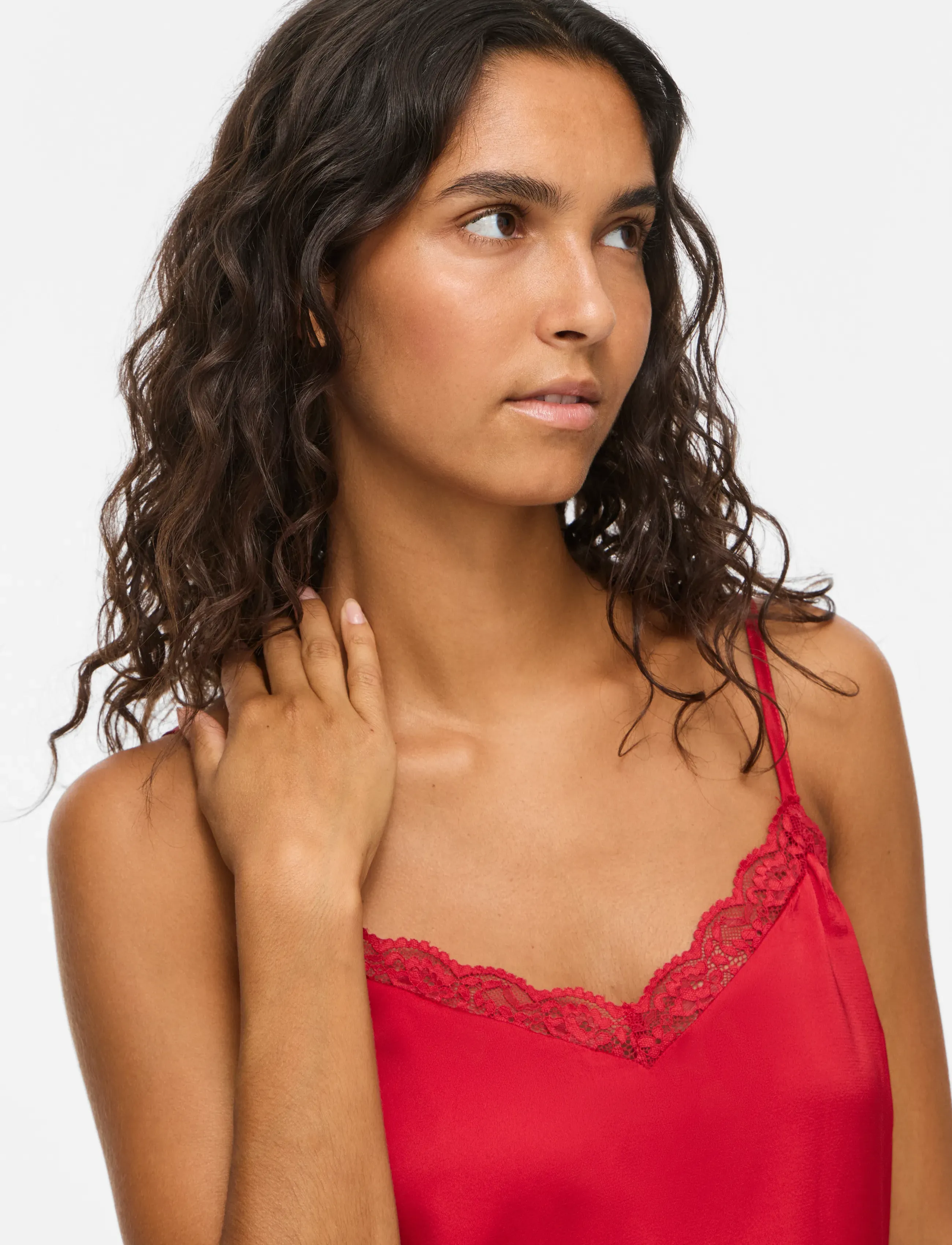 Vila - VIENNA RAVENNA LACE SINGLET - NOOS - linnen - savvy red - 5