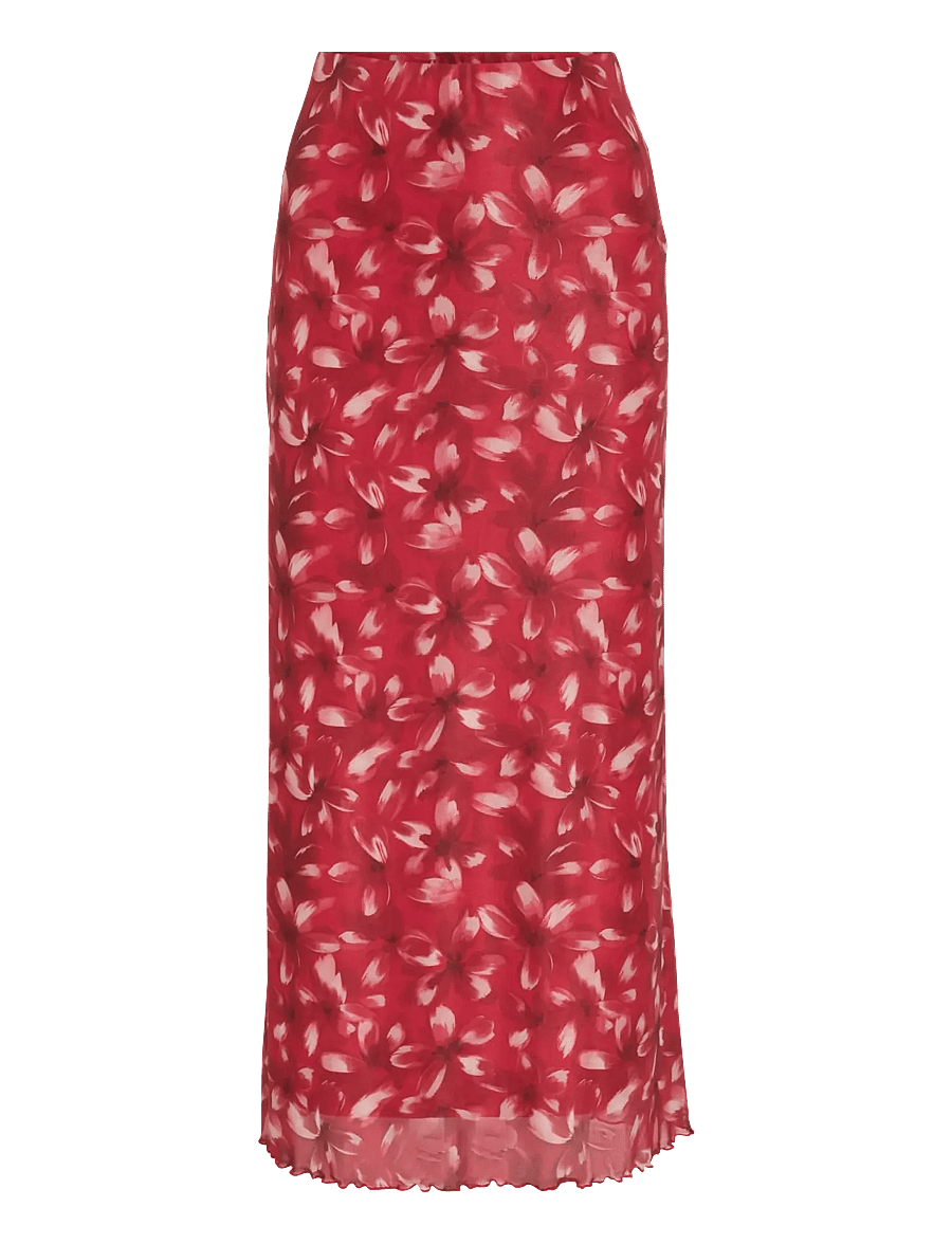 Vila - VIINGELISE HW MIDI SKIRT/DC/KA - midi-röcke - racing red - 0