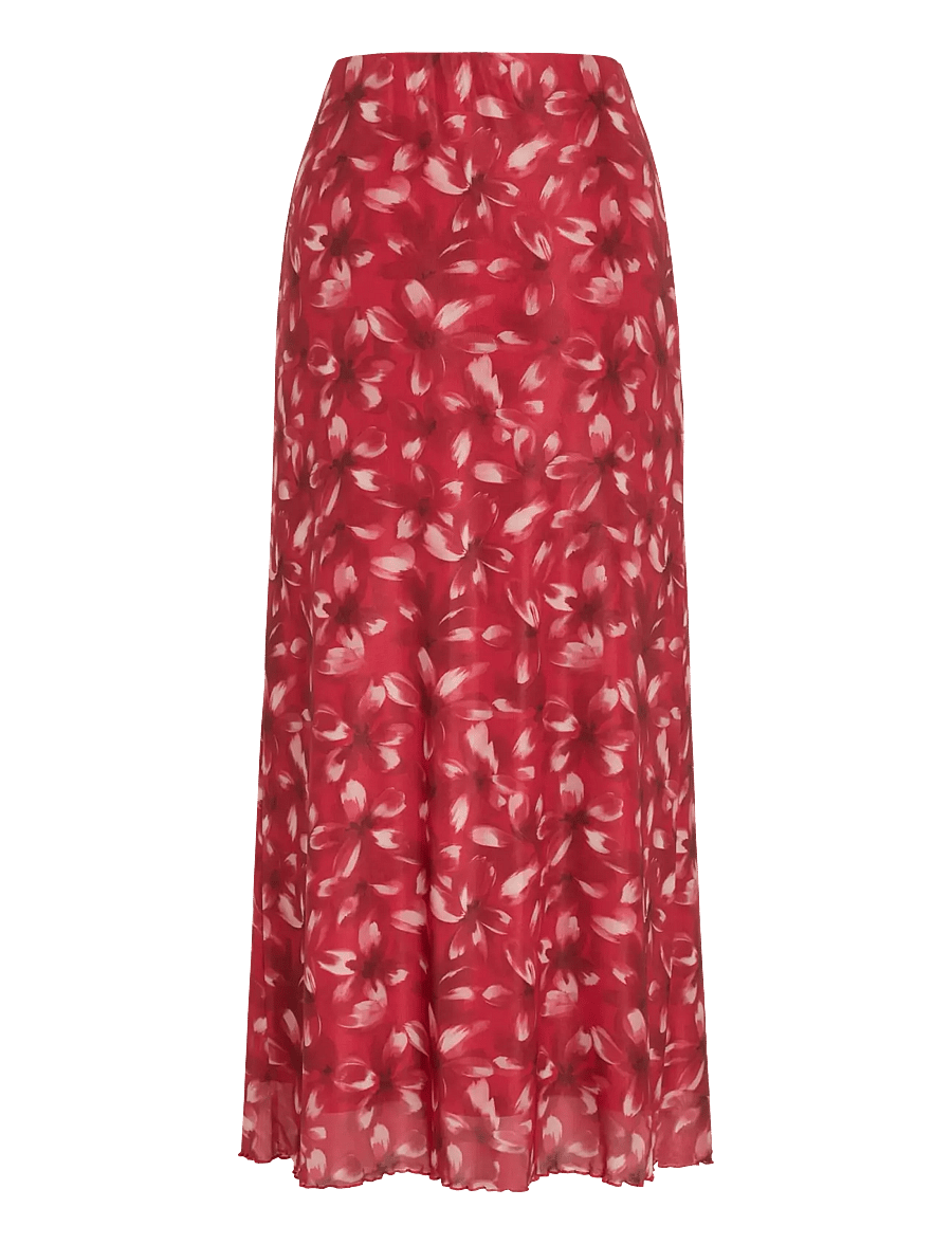 Vila - VIINGELISE HW MIDI SKIRT/DC/KA - midi-röcke - racing red - 1