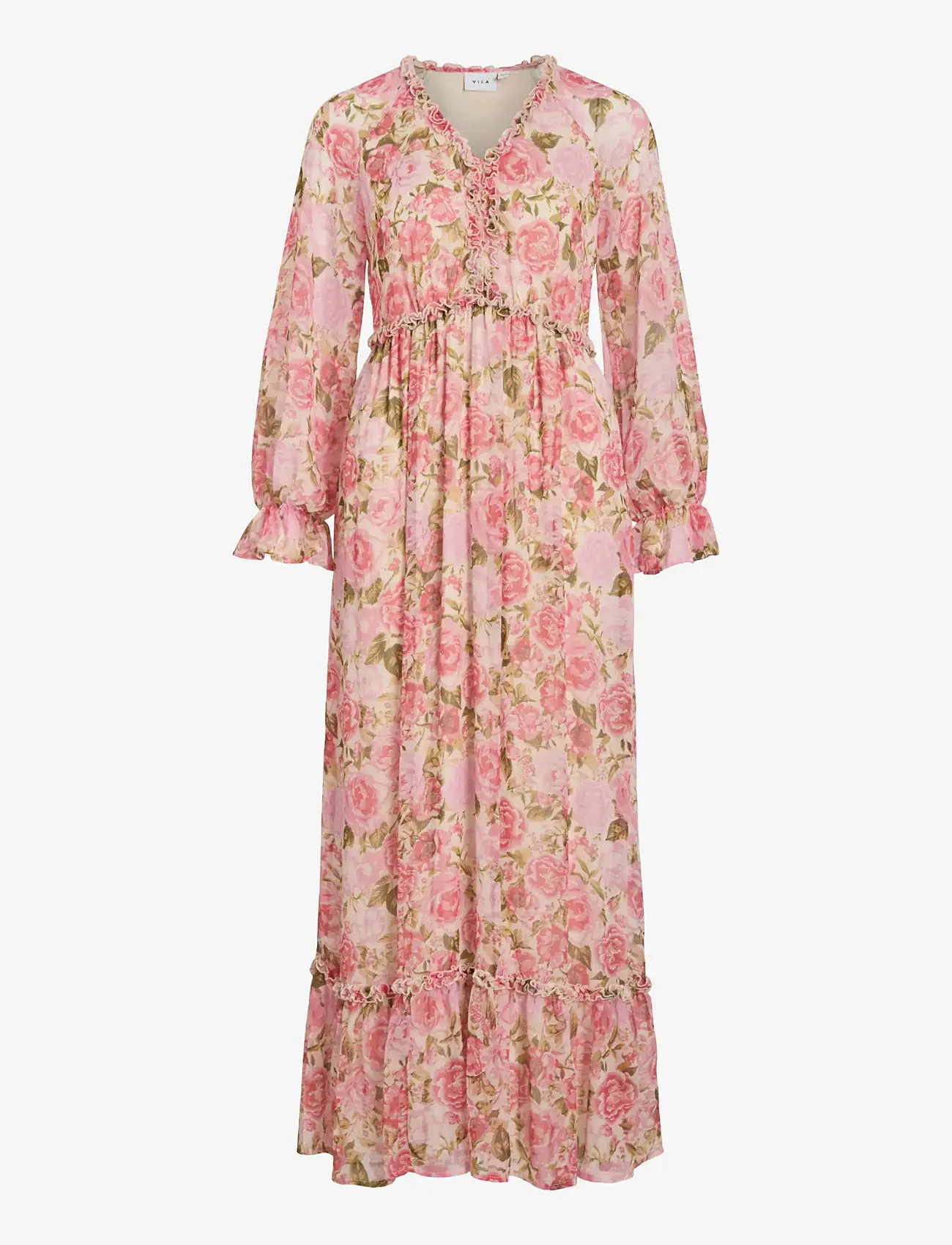 Vila - VIEMSA NEW L/S MAXI DRESS/DC/KA - maxi dresses - birch - 0