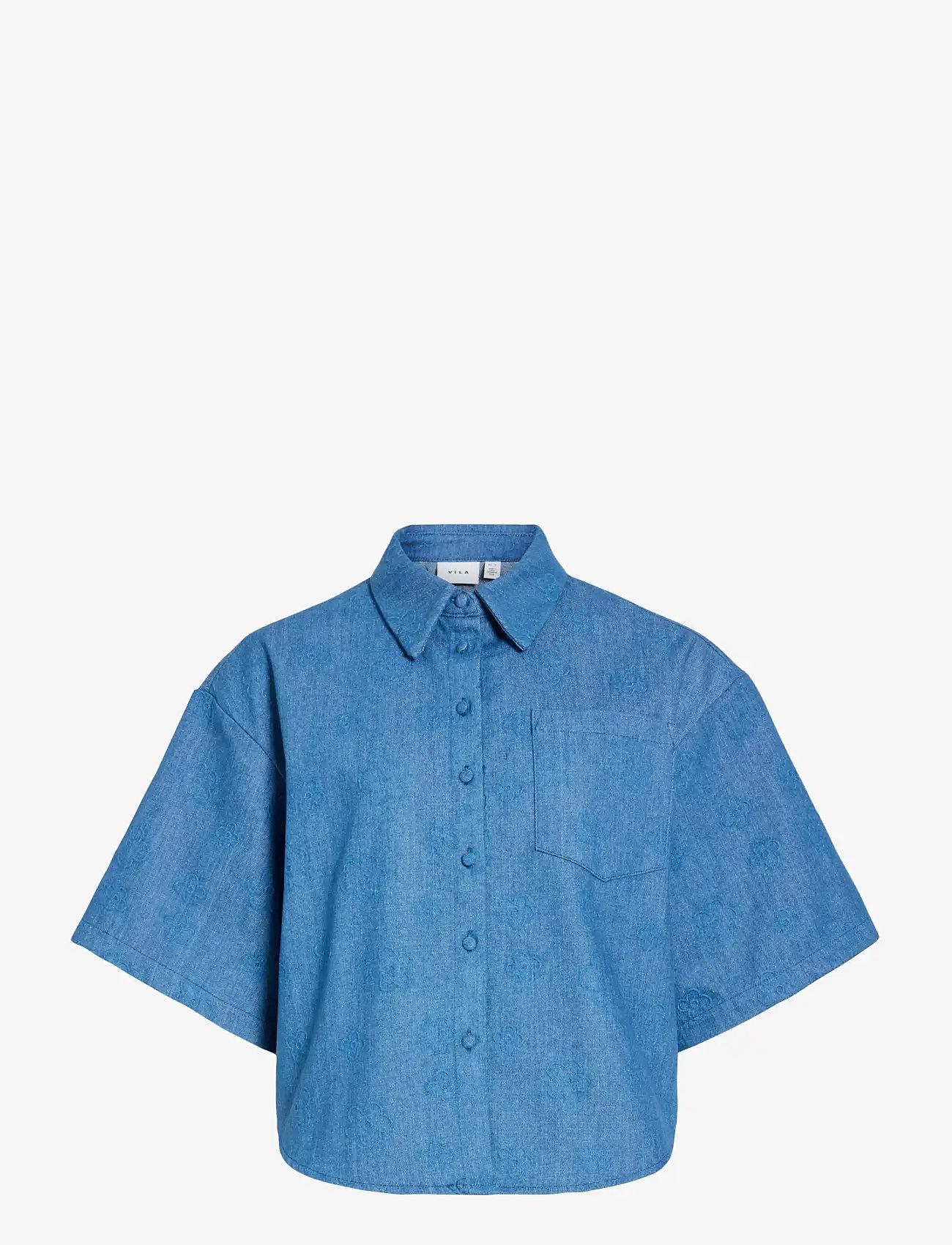 Vila - VILUNA 3/4 DENIM SHIRT - jeansskjortor - medium blue denim - 1