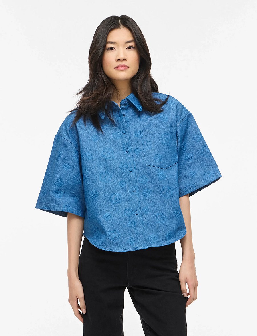 Vila - VILUNA 3/4 DENIM SHIRT - teksasärgid - medium blue denim - 0