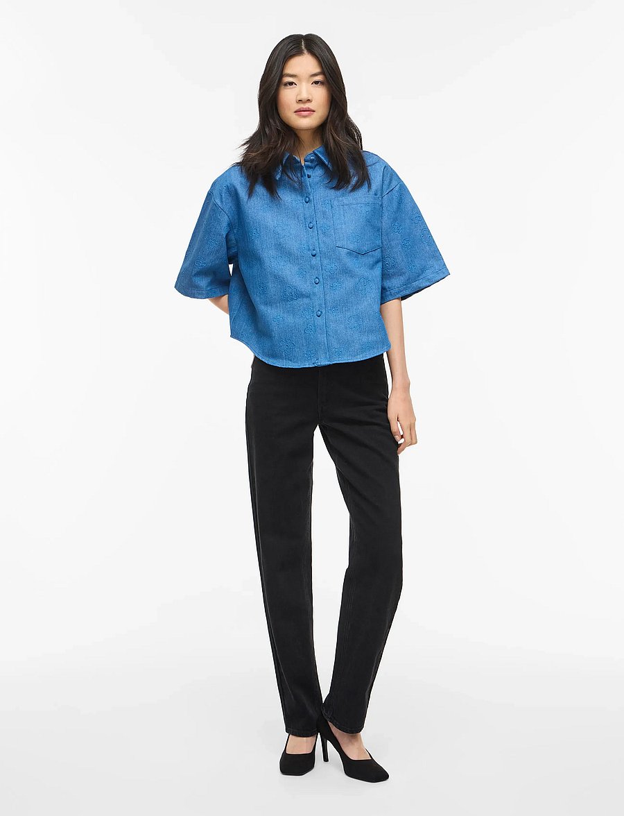 Vila - VILUNA 3/4 DENIM SHIRT - teksasärgid - medium blue denim - 4