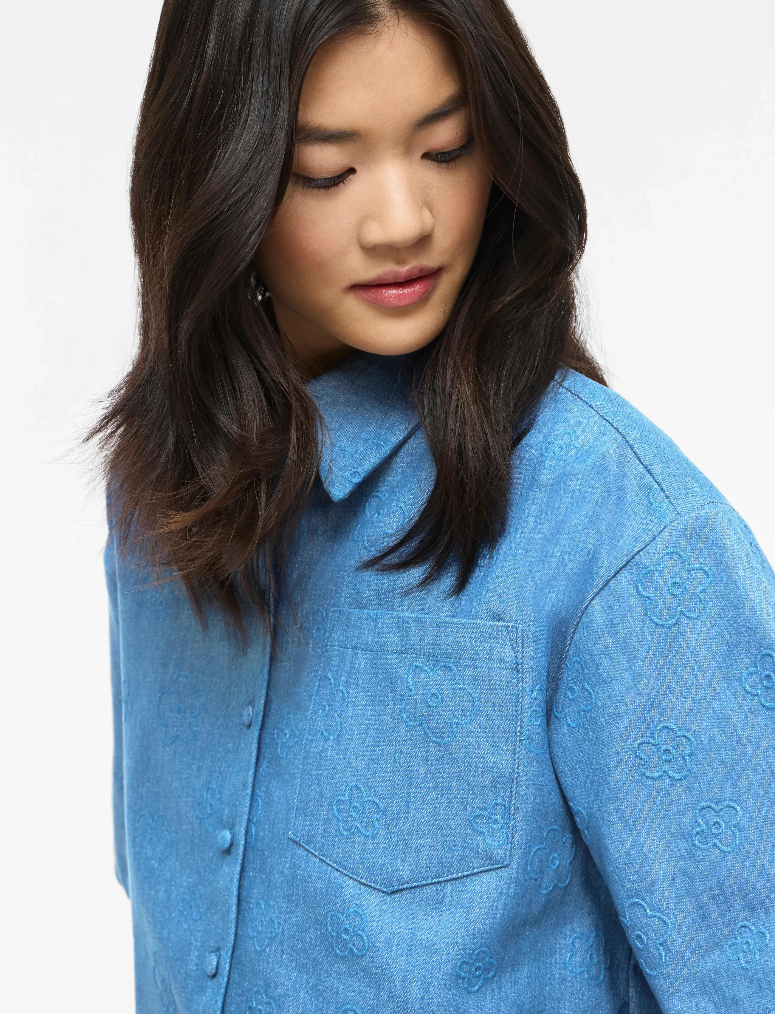 Vila - VILUNA 3/4 DENIM SHIRT - denim shirts - medium blue denim - 5