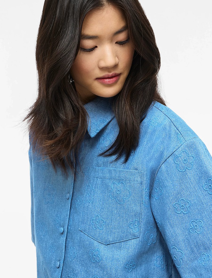 Vila - VILUNA 3/4 DENIM SHIRT - teksasärgid - medium blue denim - 5