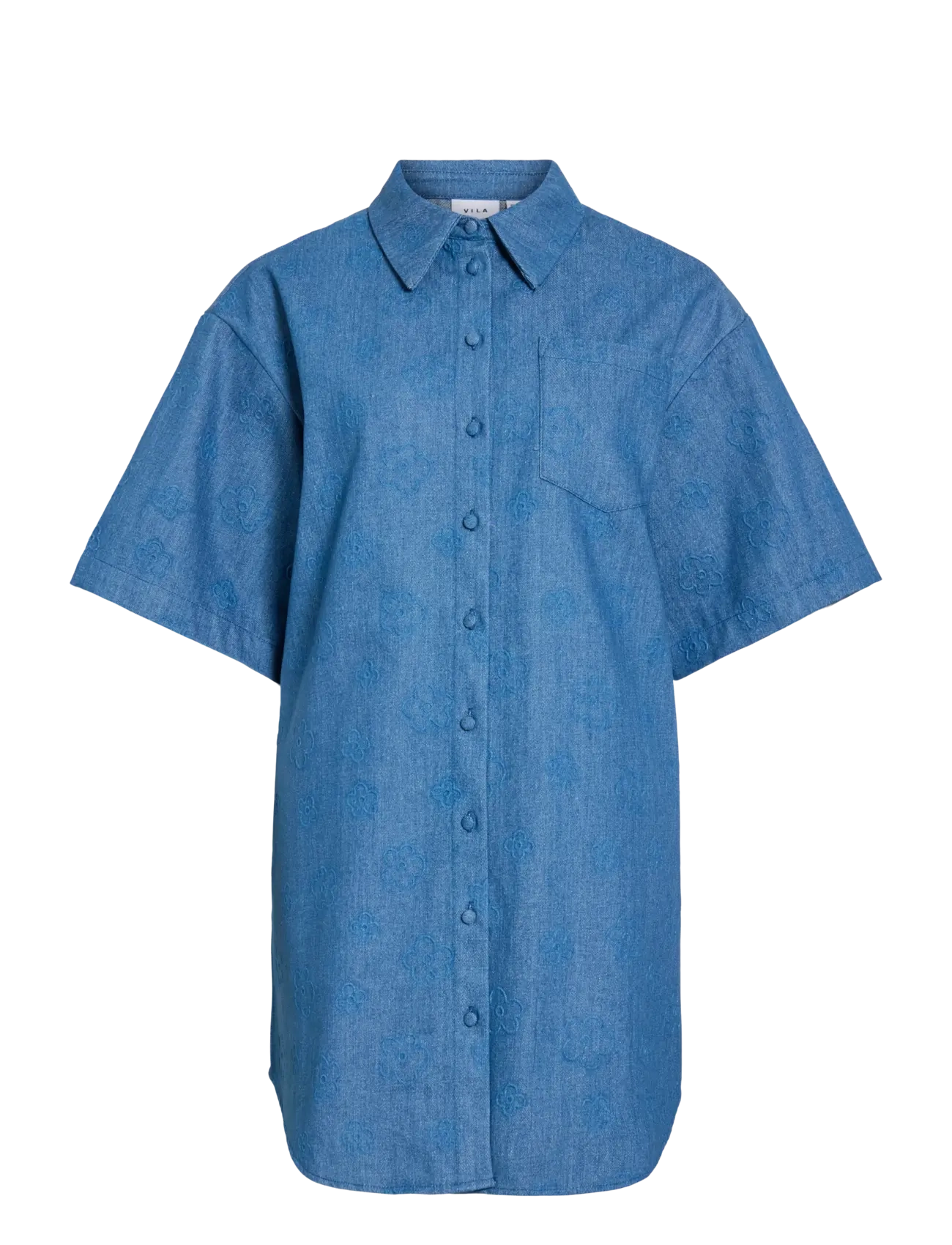 Vila VILUNA 3/4 DENIM SHIRT DRESS - Teksakleidid - MEDIUM BLUE DENIM / blue