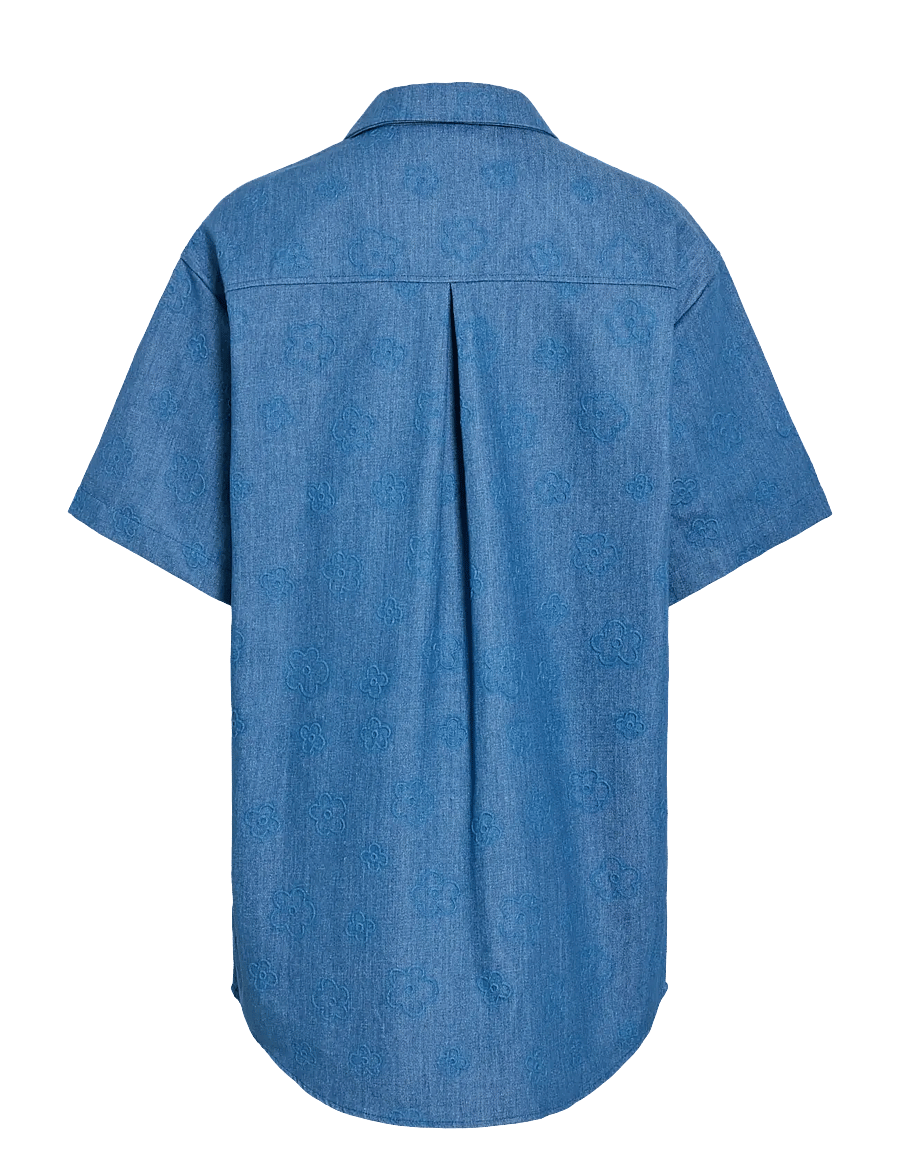 Vila - VILUNA 3/4 DENIM SHIRT DRESS - robes chemises - medium blue denim - 2