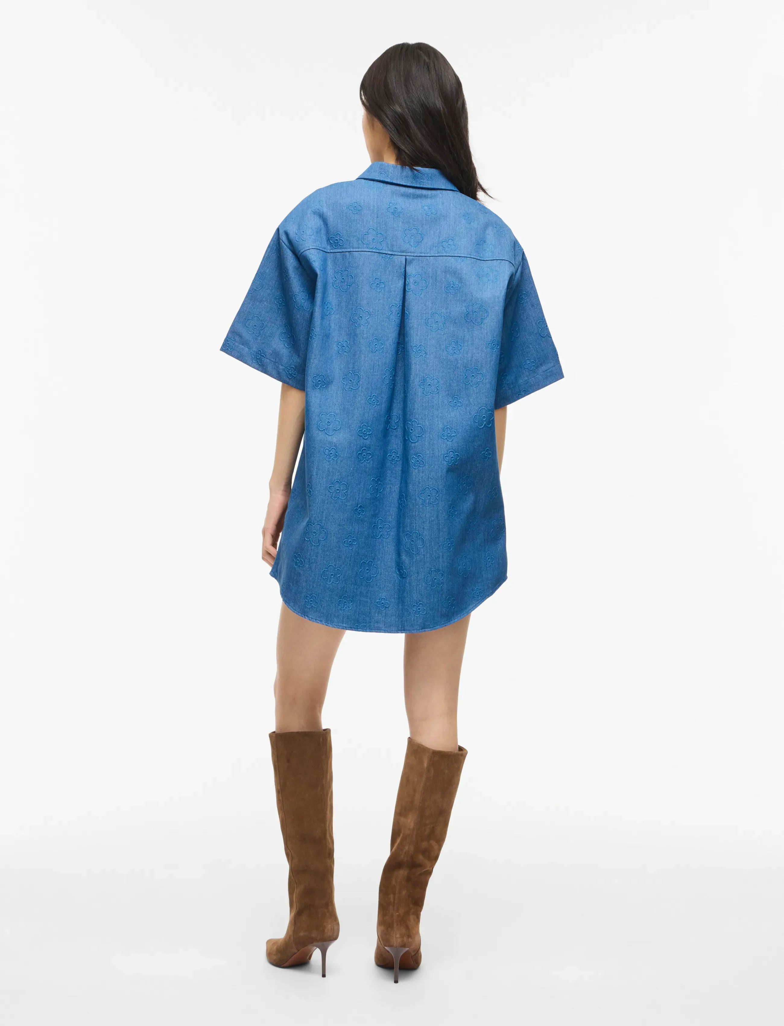 Vila - VILUNA 3/4 DENIM SHIRT DRESS - skjortekjoler - medium blue denim - 3