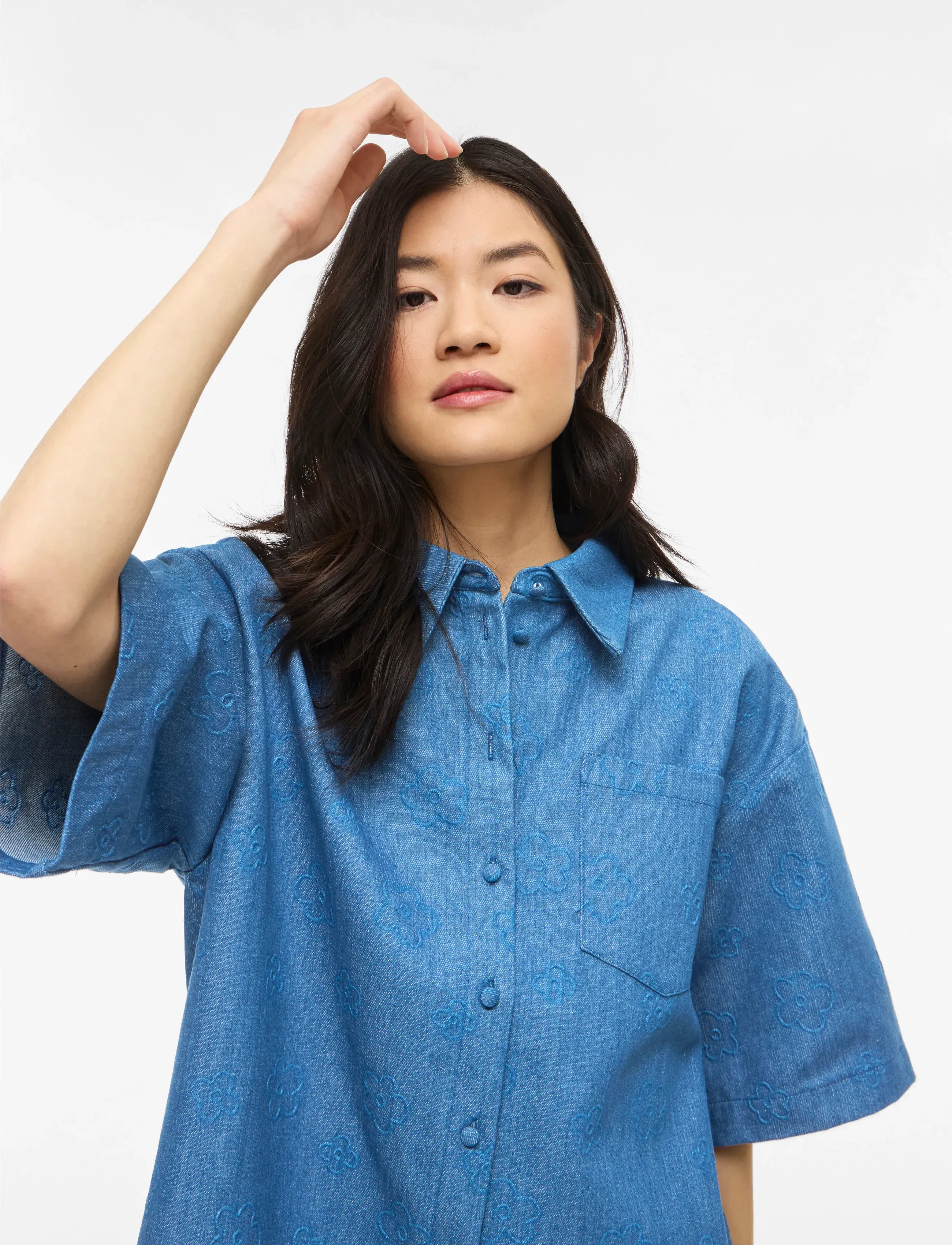 Vila - VILUNA 3/4 DENIM SHIRT DRESS - skjortekjoler - medium blue denim - 5