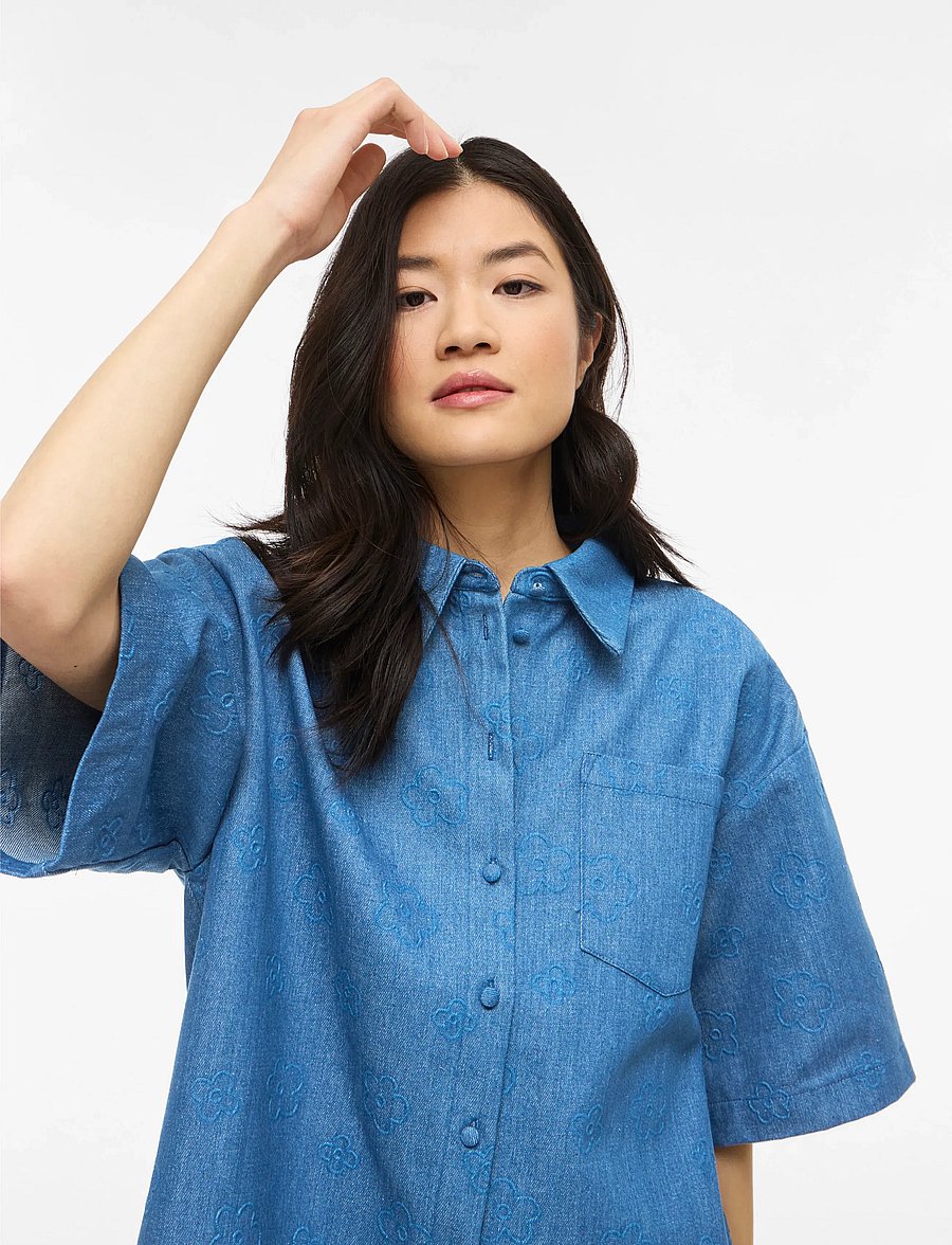 Vila - VILUNA 3/4 DENIM SHIRT DRESS - robes chemises - medium blue denim - 5