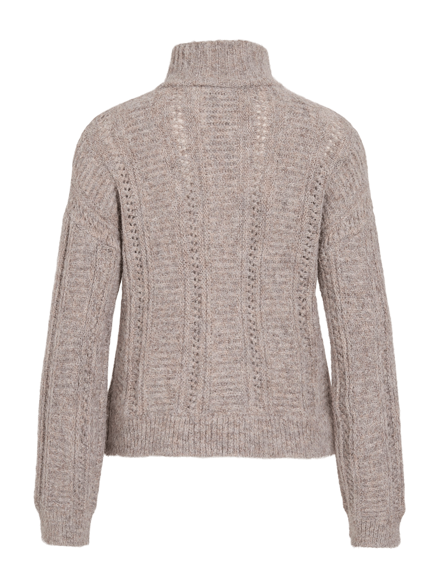 Vila - VIGLEEBA HALF ZIP KNIT TOP/VOL/SPI - natural melange - 1