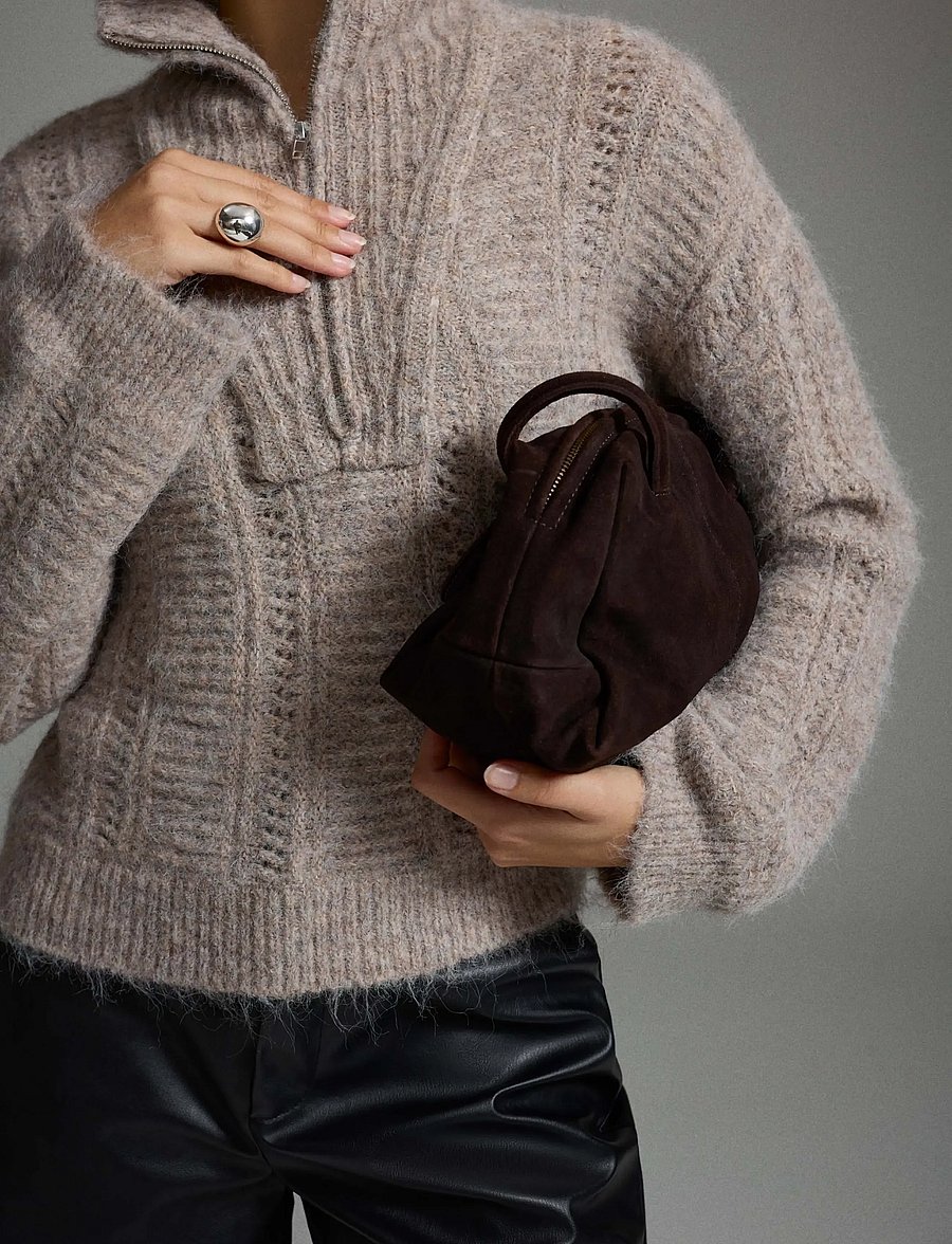 Vila - VIGLEEBA HALF ZIP KNIT TOP/VOL/SPI - natural melange - 2