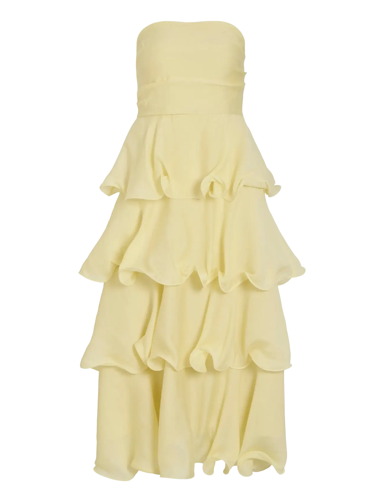 Vila Vivalborg Bandeau Ankle Dress/Dc/Ka, Kvinder, Lagdelt Bandeau Ankelkjole, Gul, Str: 42