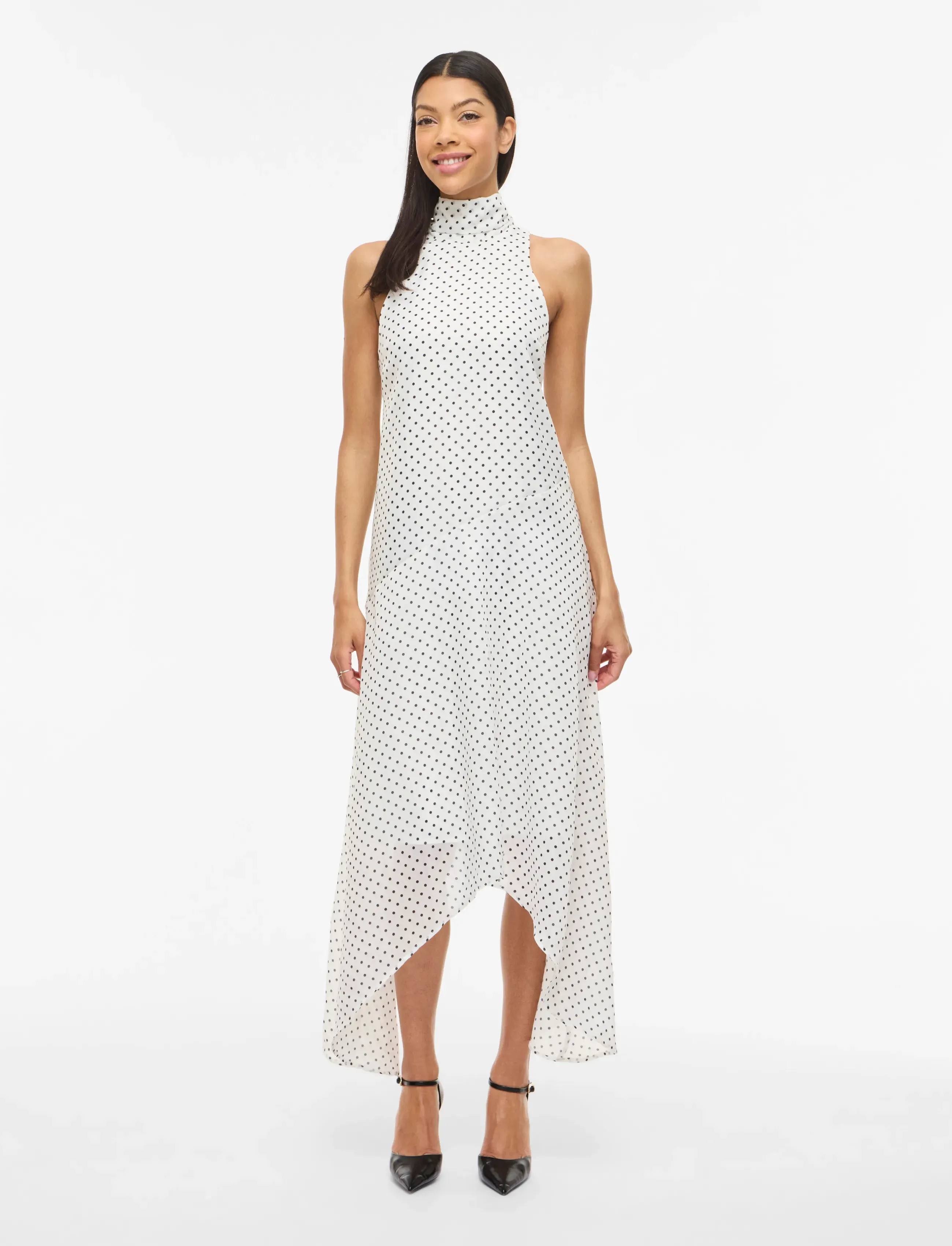 Vila Vilo S/L Highneck Midi Dress/Dc/Ka, 34, White, Kjoler > Knælange Og Midi, Dame
