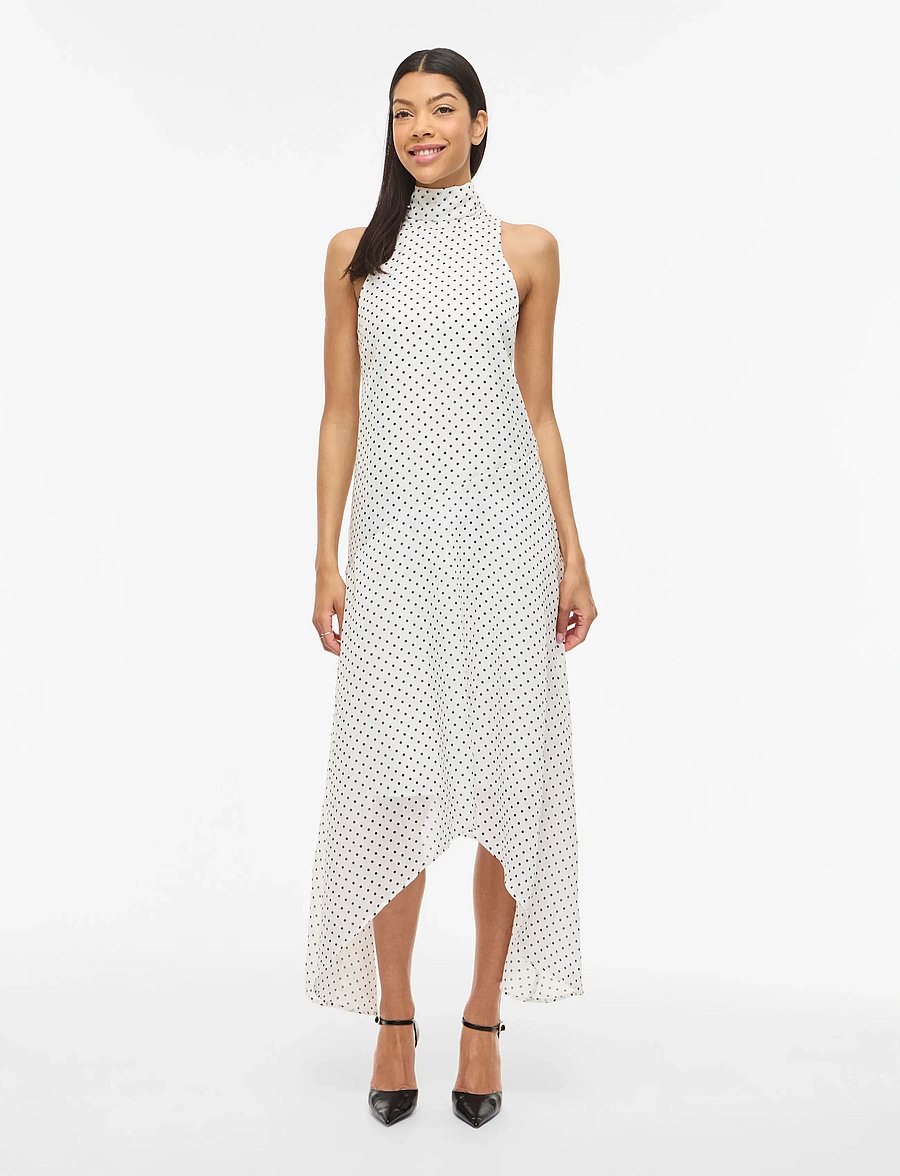 Vila - VILO S/L HIGHNECK MIDI DRESS/DC/KA - confirmation - cloud dancer - 0