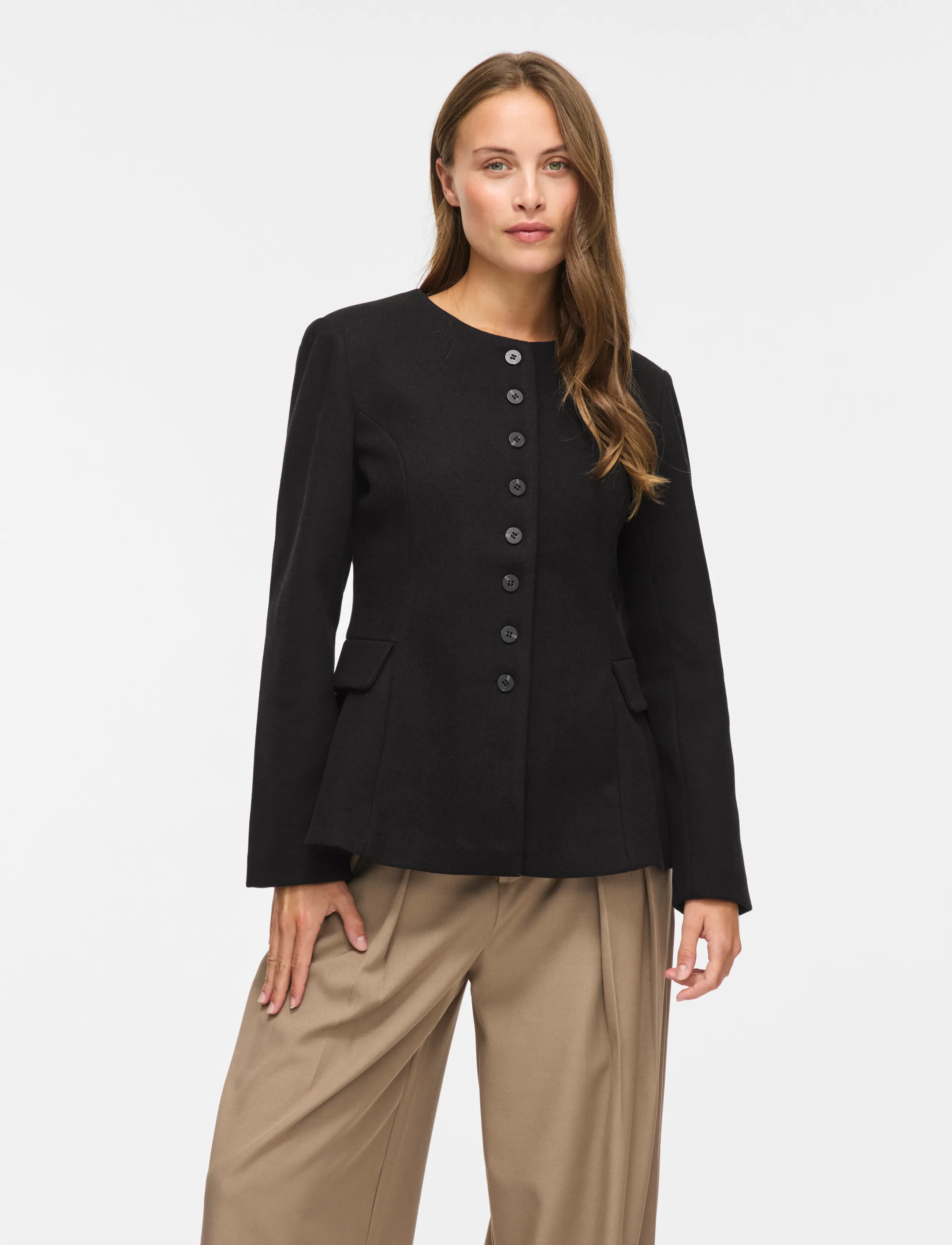 Vila VIZIKKA L/S WAIST JACKET/BFS - Jacken & Mäntel - BLACK BEAUTY / black